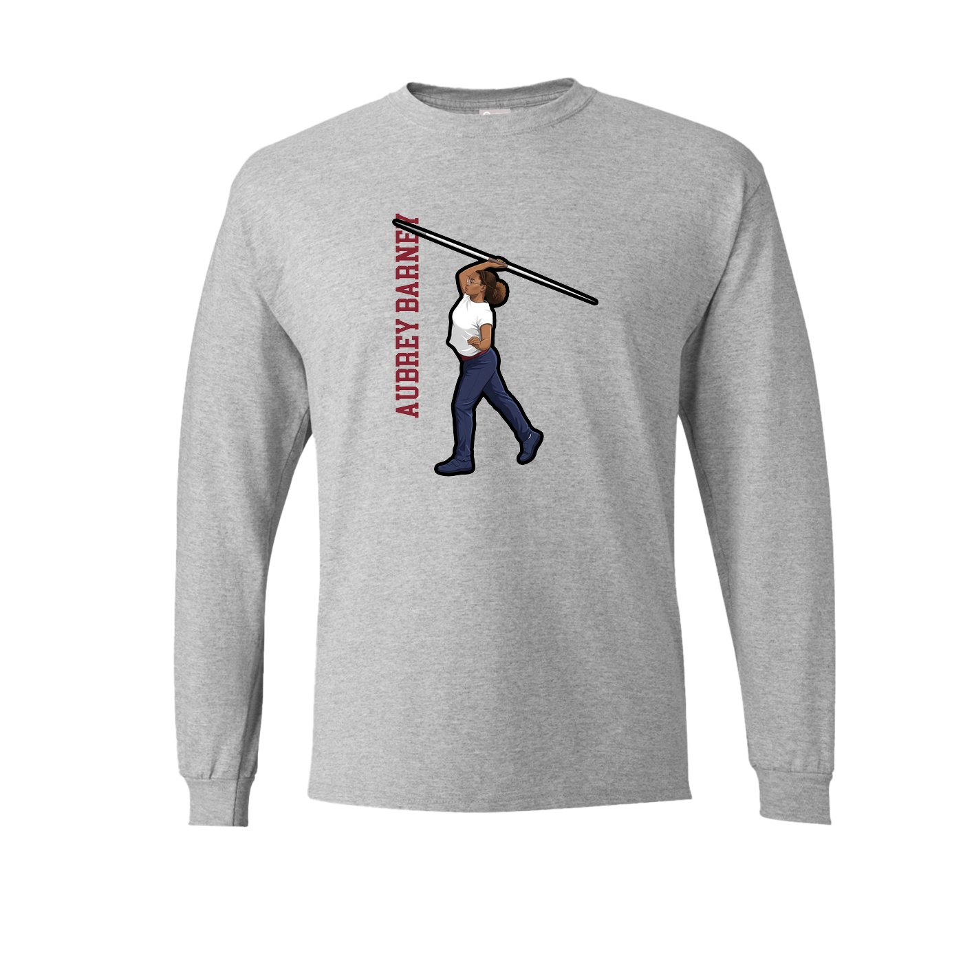 Long Sleeve Tee — Name Vertical in Grey