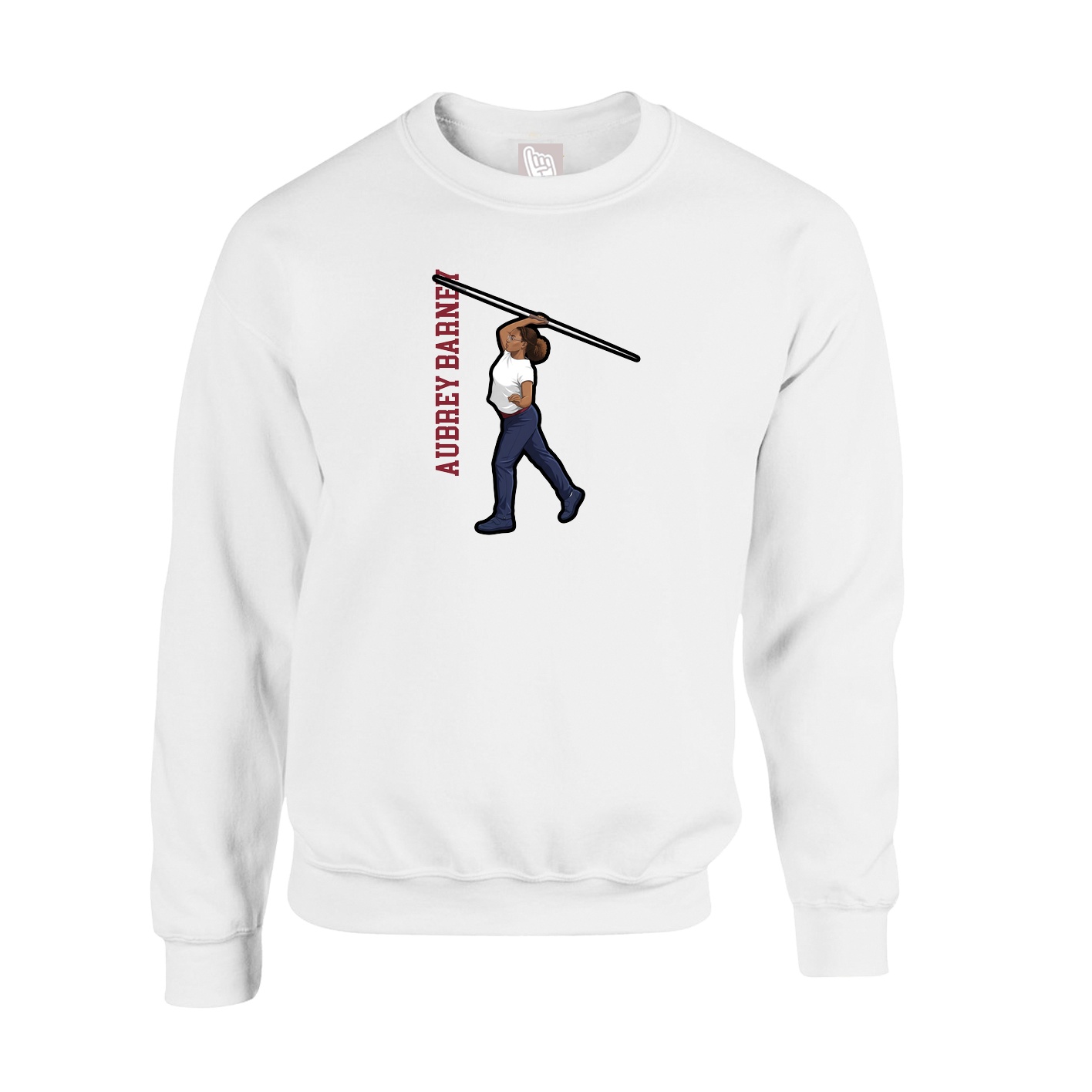 Fleece Crew — Name Vertical in White