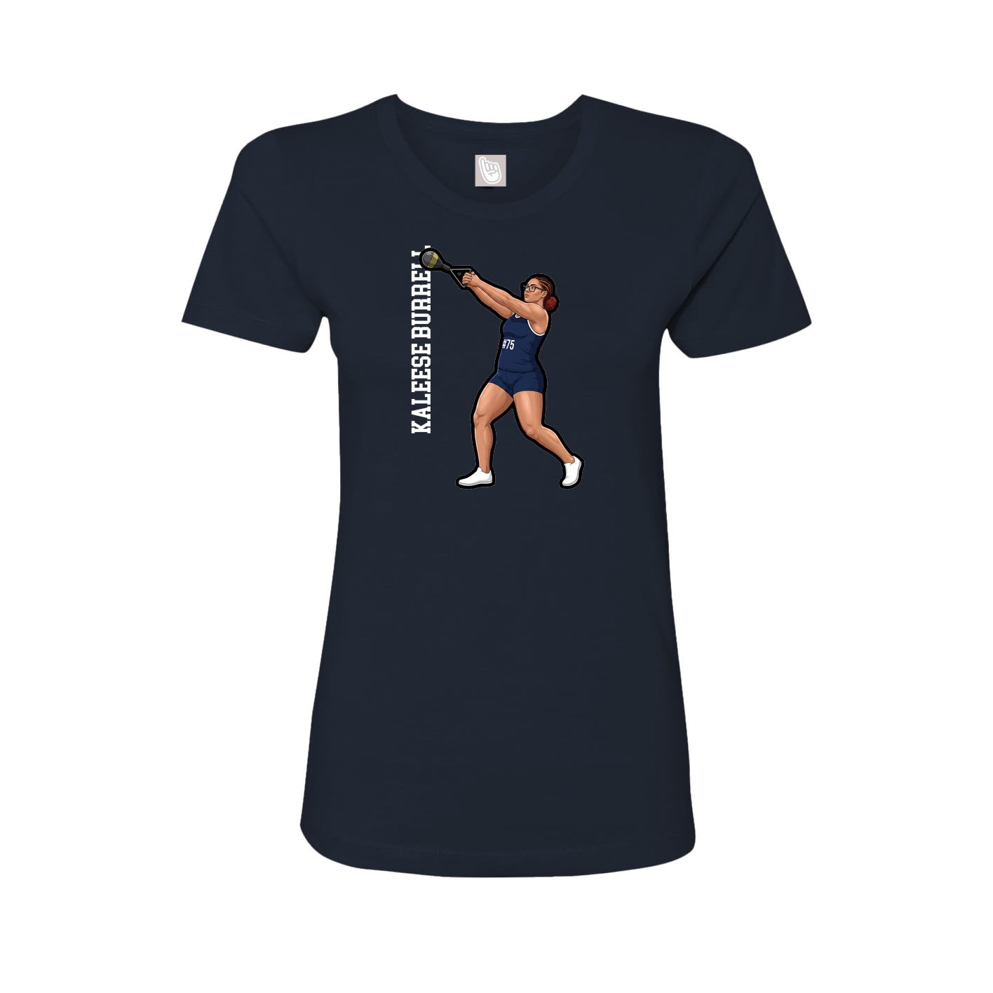 Fitted Women's Tee — Name Vertical in Navy