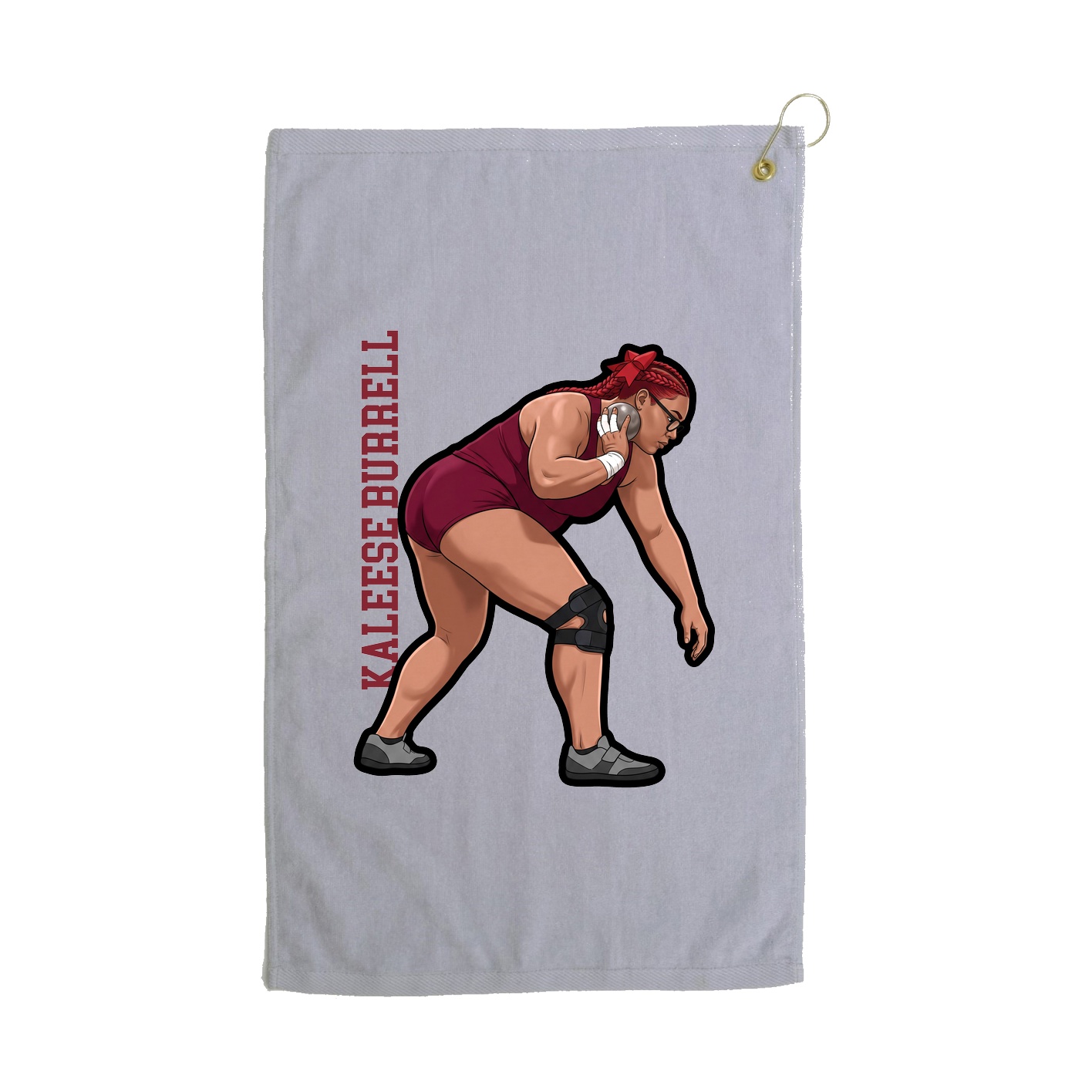 Golf Towel — Name Vertical in Grey