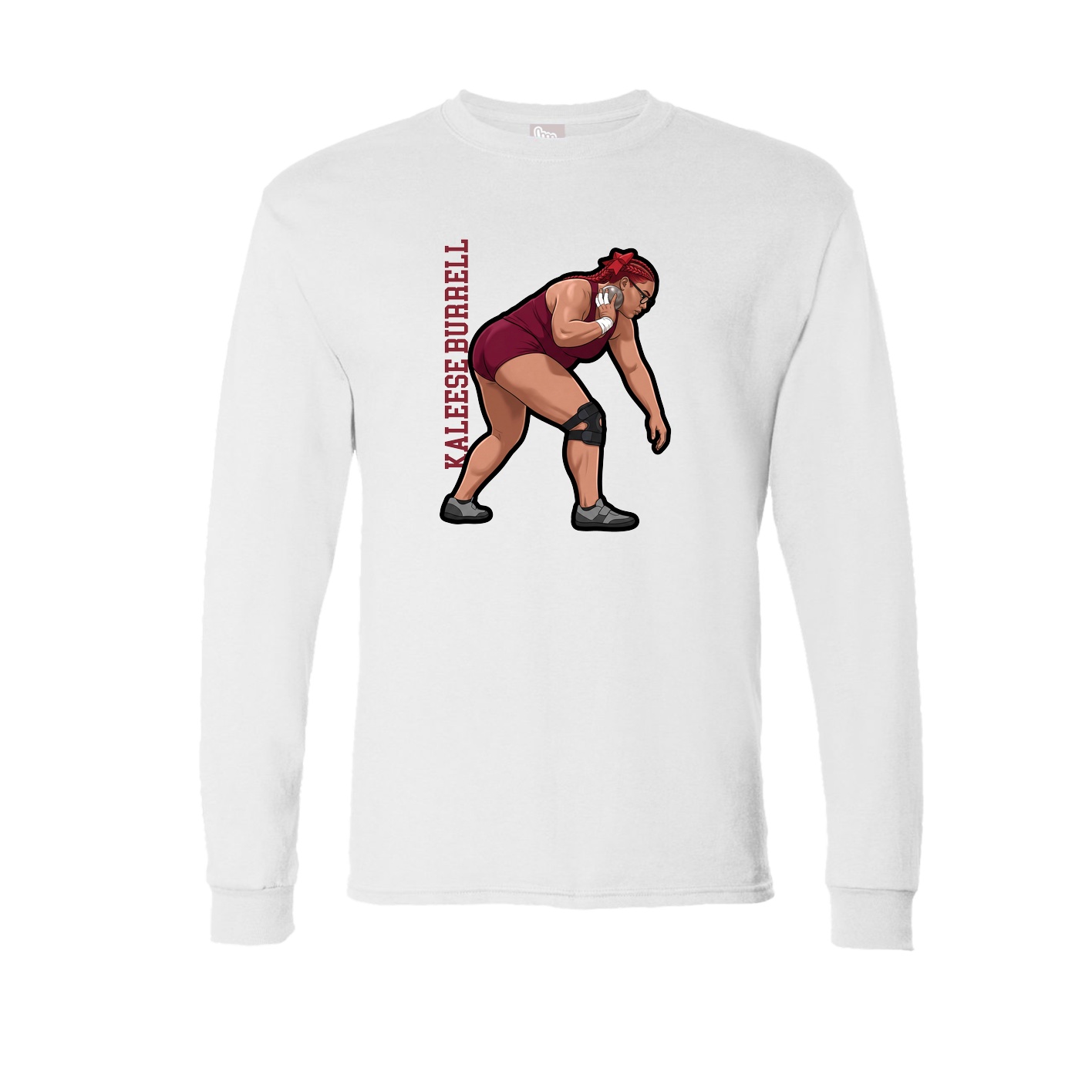 Long Sleeve Tee — Name Vertical in White