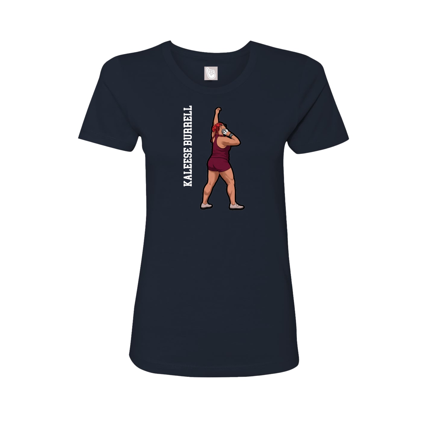 Fitted Women's Tee — Name Vertical in Navy
