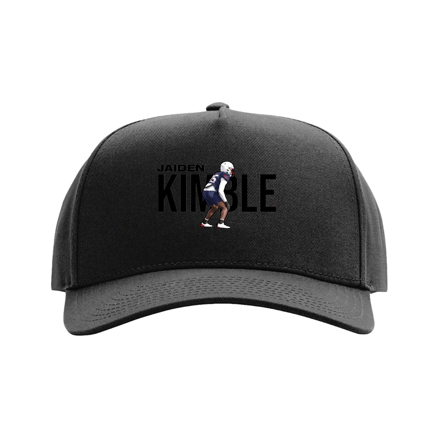 Full Fabric Five-Panel Champ Cap — Player Name in Black