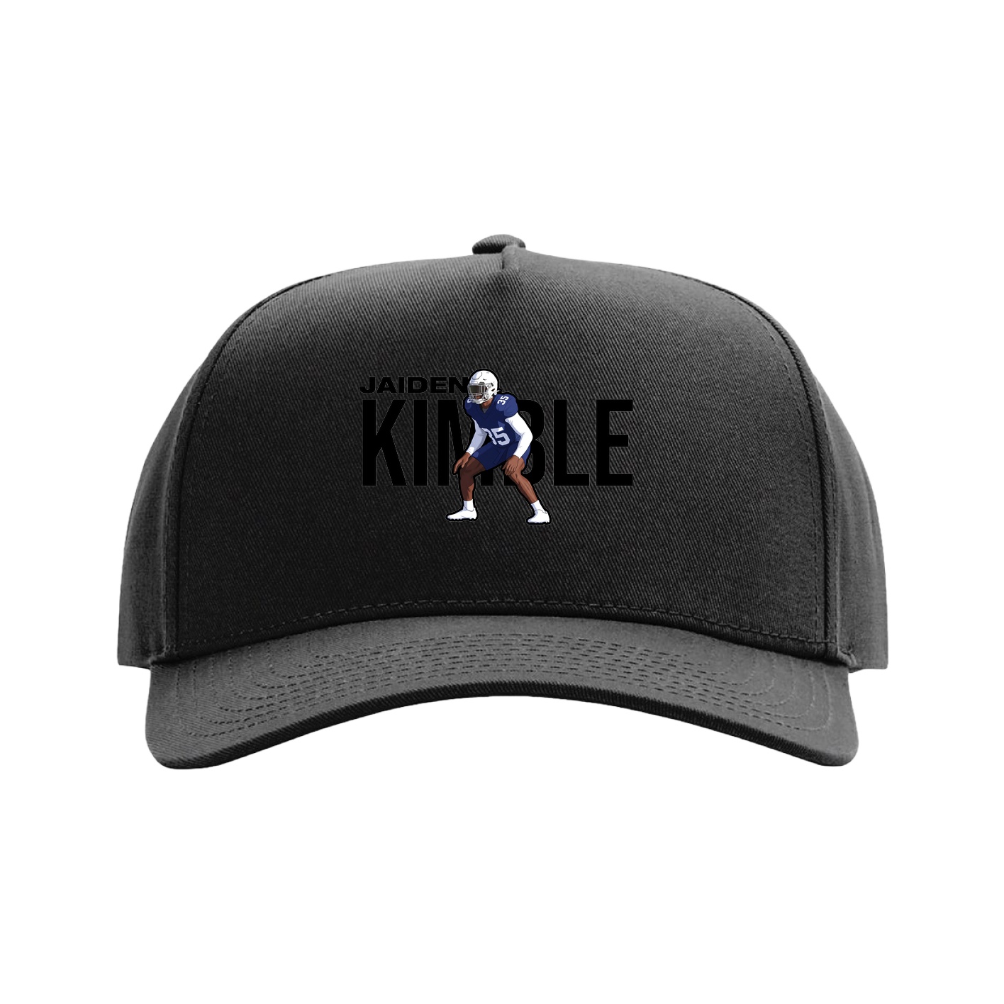 Full Fabric Five-Panel Champ Cap — Player Name in Black