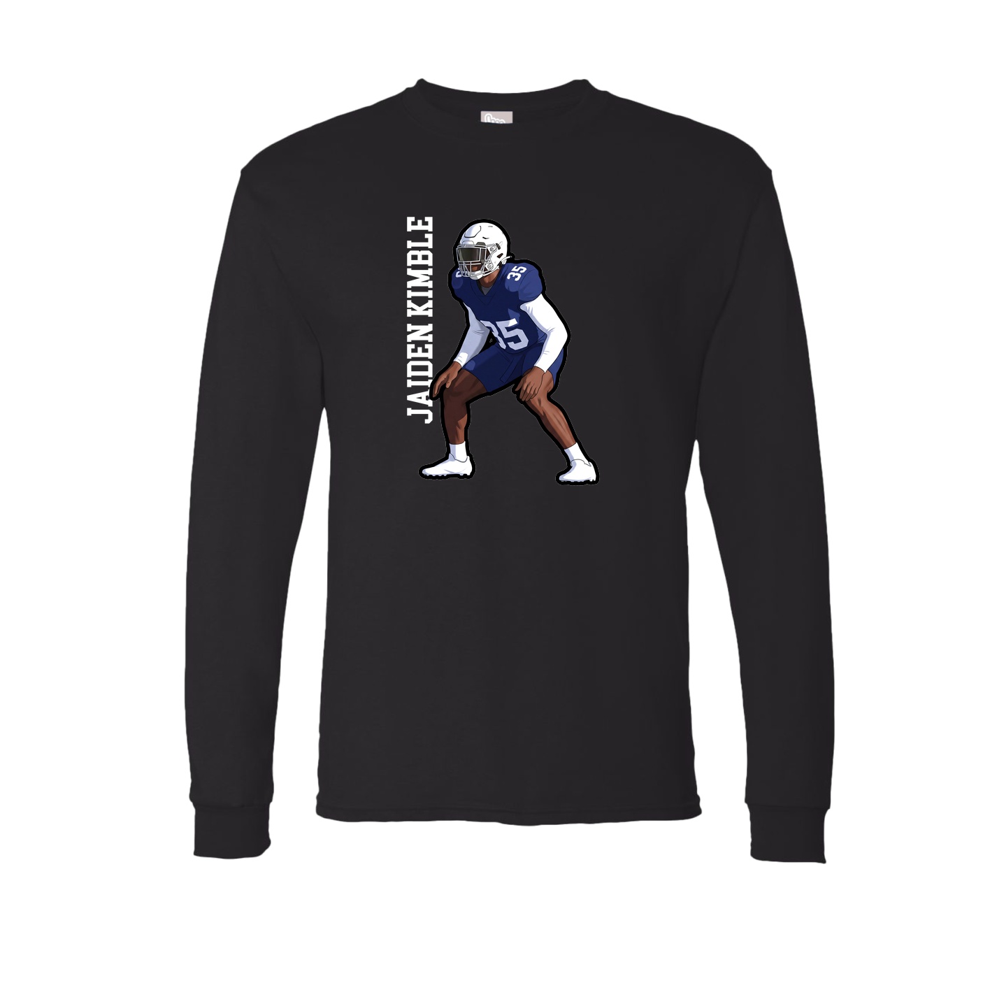 Long Sleeve Tee — Name Vertical in Black