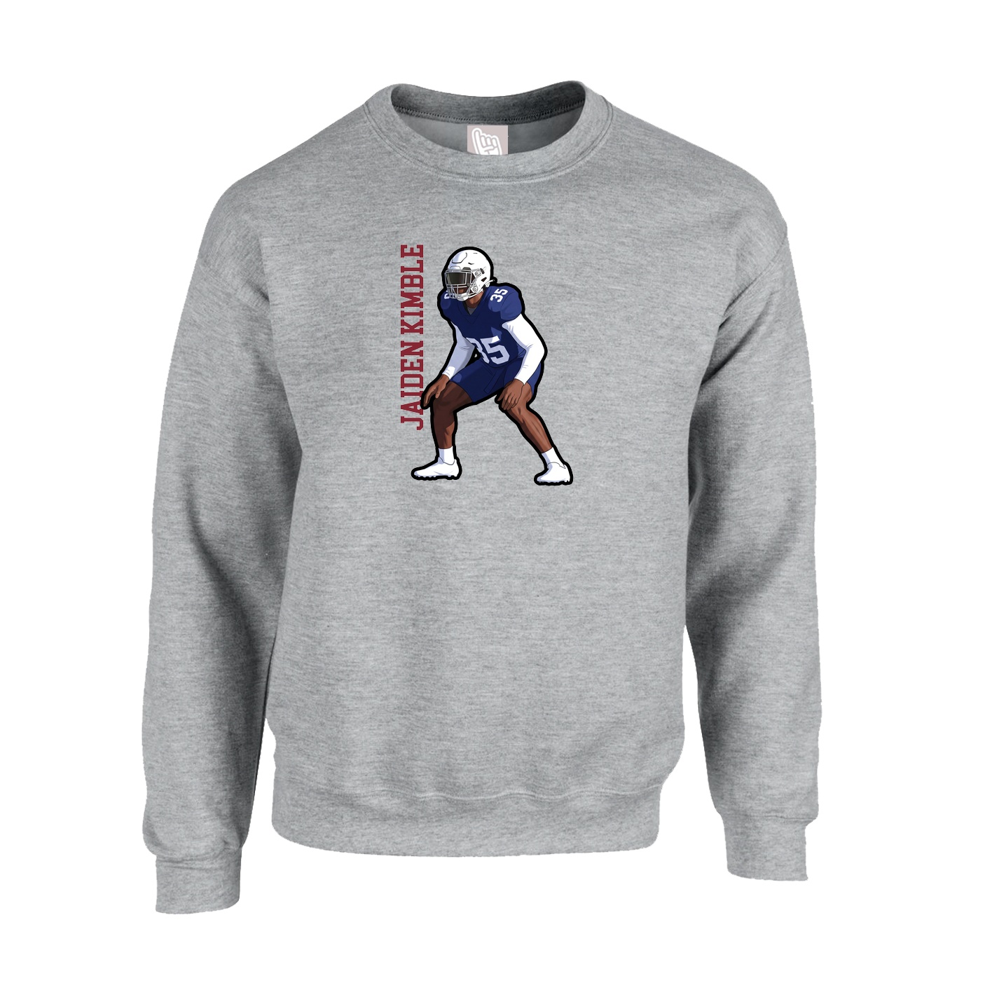 Fleece Crew — Name Vertical in Grey