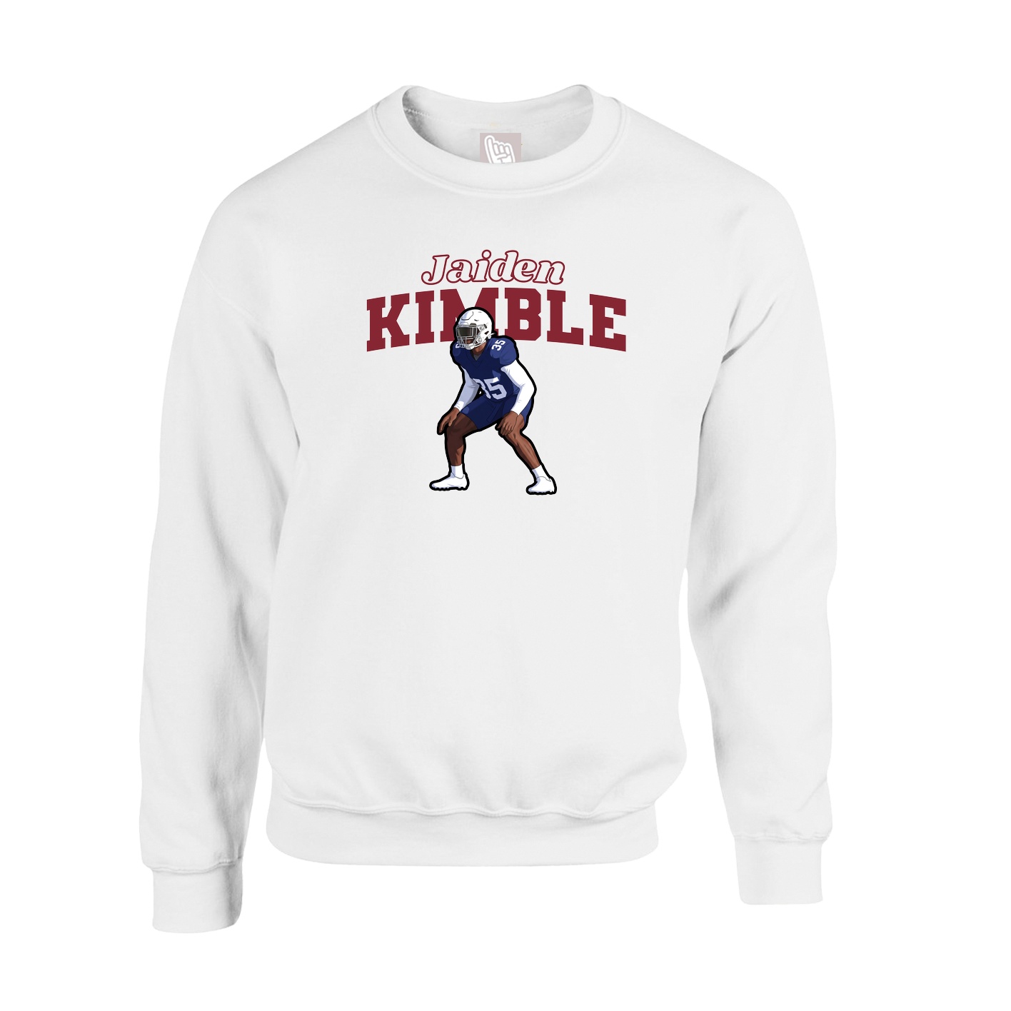 Fleece Crew — Name Arch in White