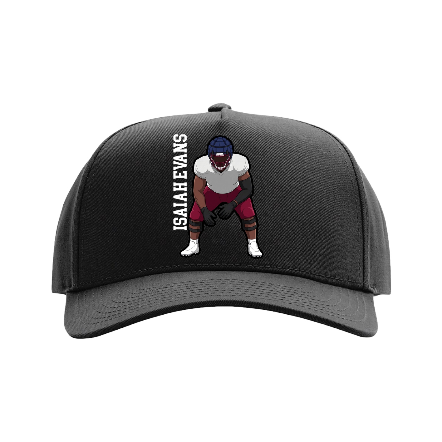 Full Fabric Five-Panel Champ Cap — Name Vertical in Black