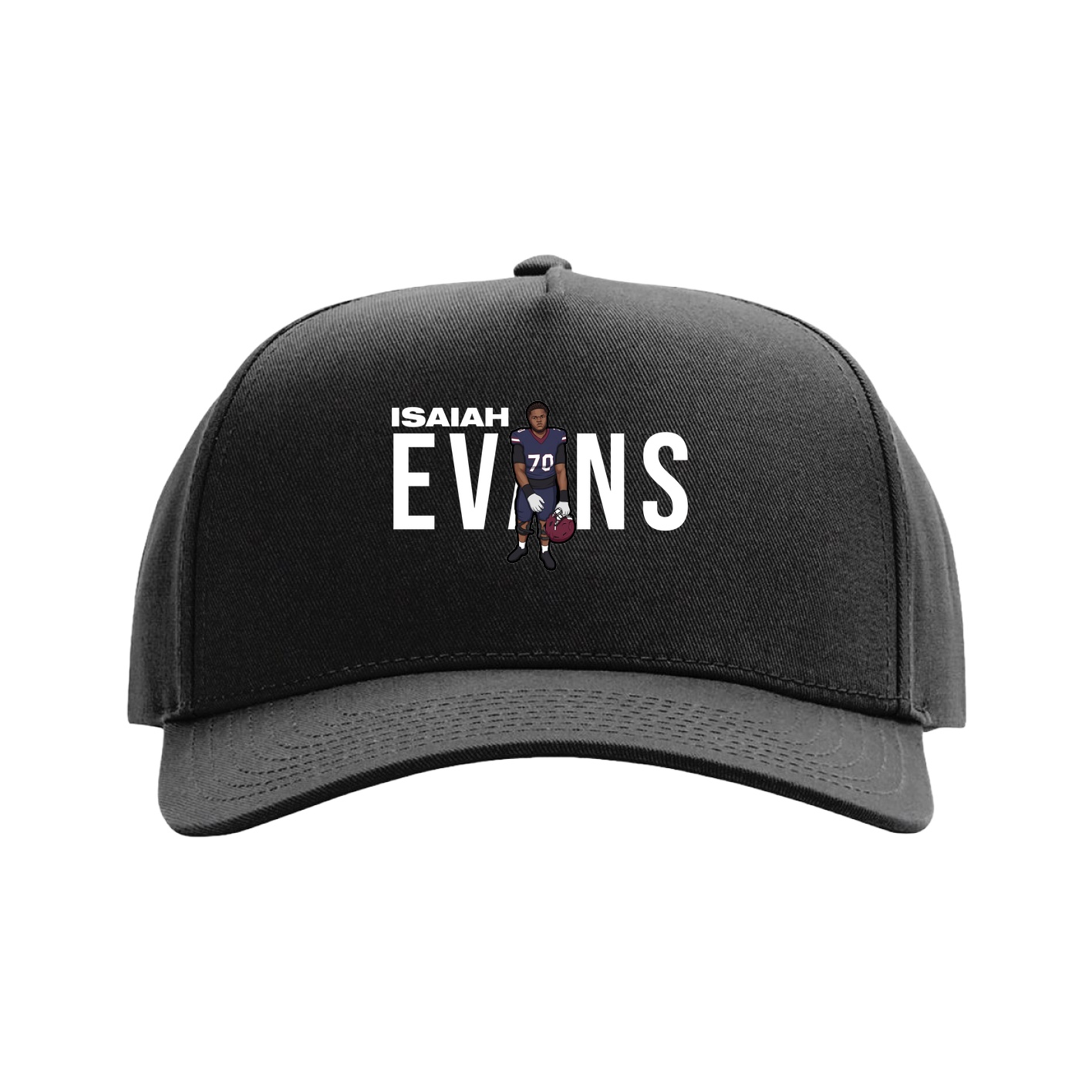 Full Fabric Five-Panel Champ Cap — Player Name in Black