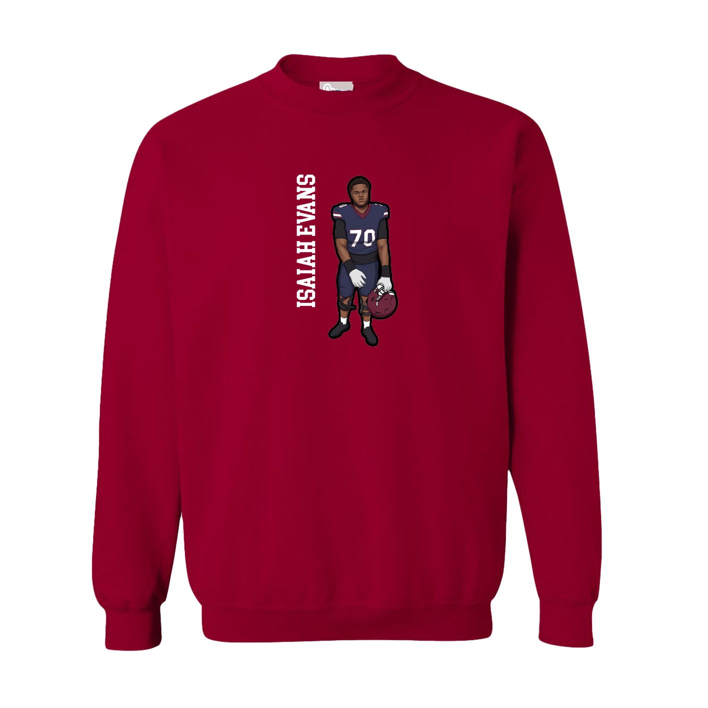 Fleece Crew — Name Vertical in Cardinal