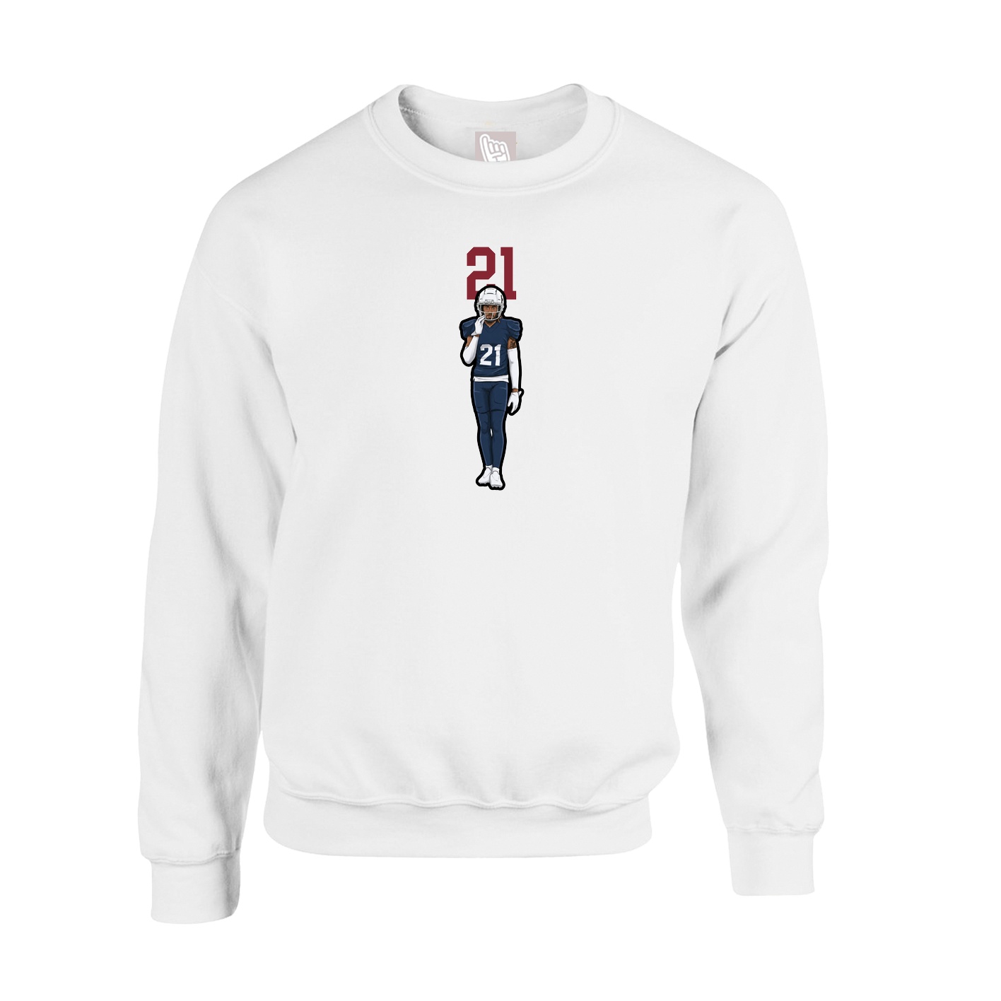 Fleece Crew — Number Top in White