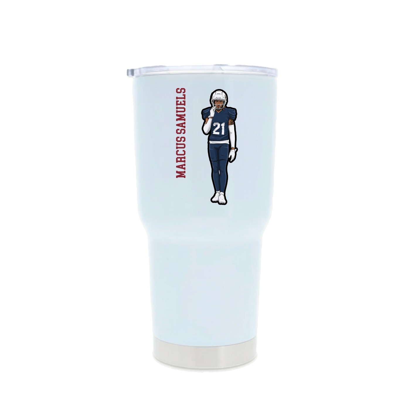 30oz Stainless Steel Tumbler — Name Vertical in White