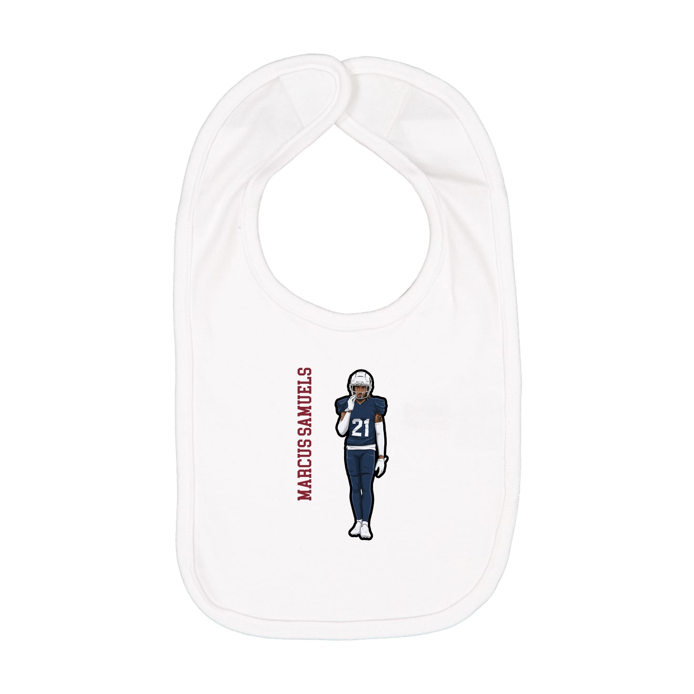 Infant Bib — Name Vertical in White