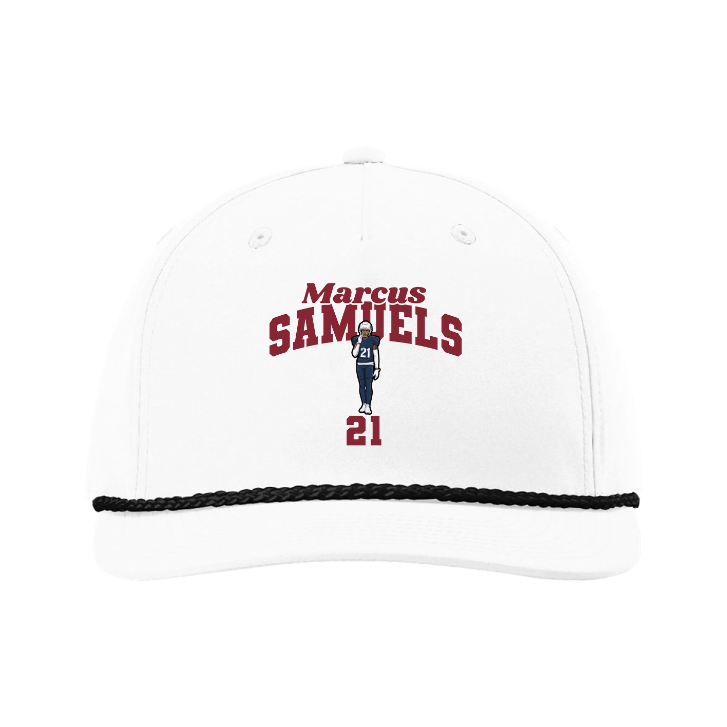 Five-Panel Classic Rope Cap — Signature Arch in White