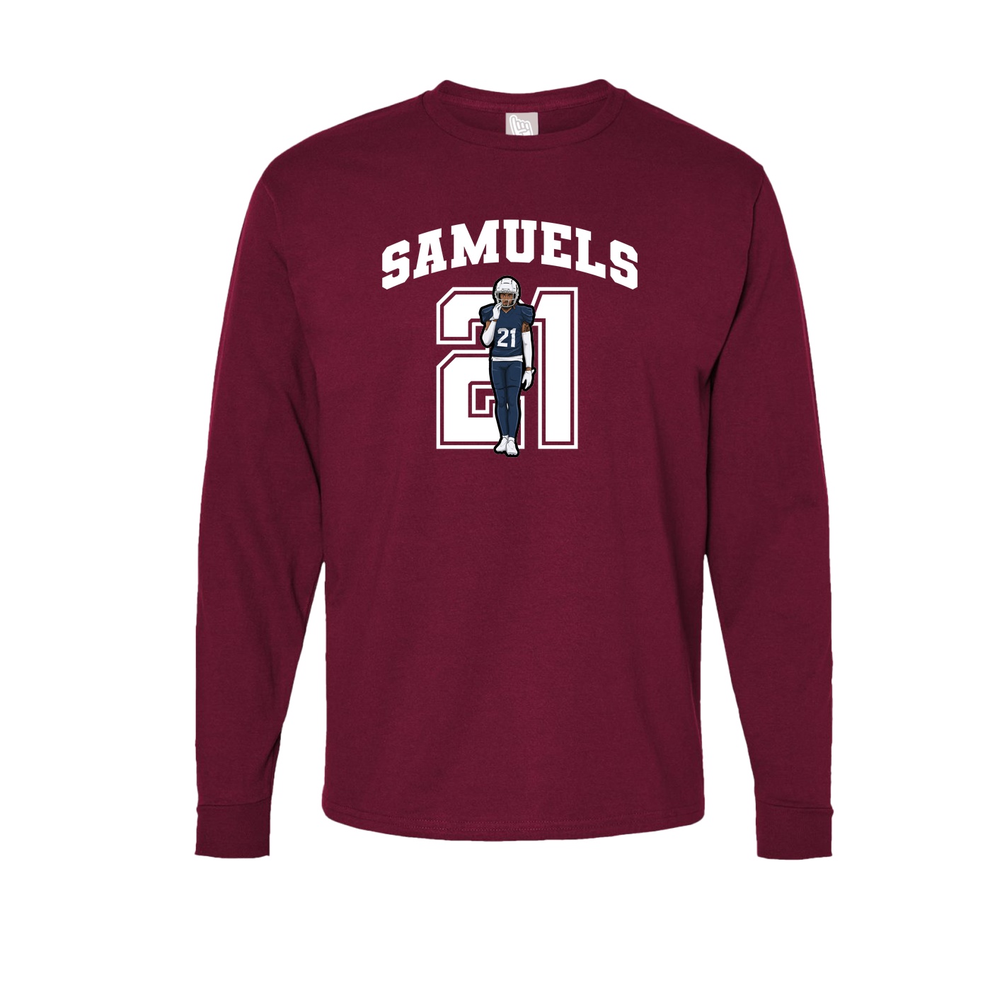 Long Sleeve Tee — Number in Cardinal