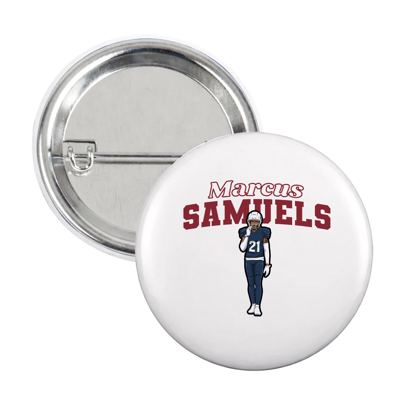 Game Day Button — Name Arch in White