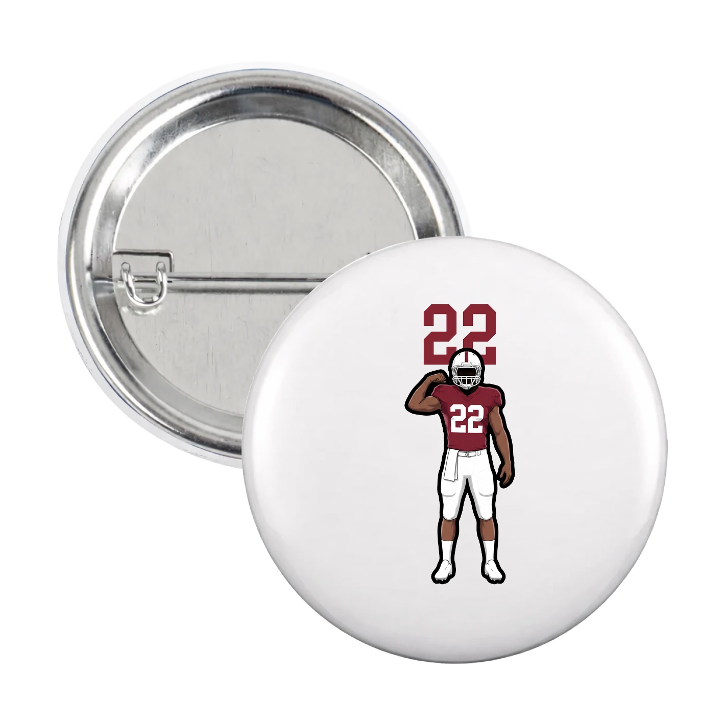 Game Day Button — Number Top in White