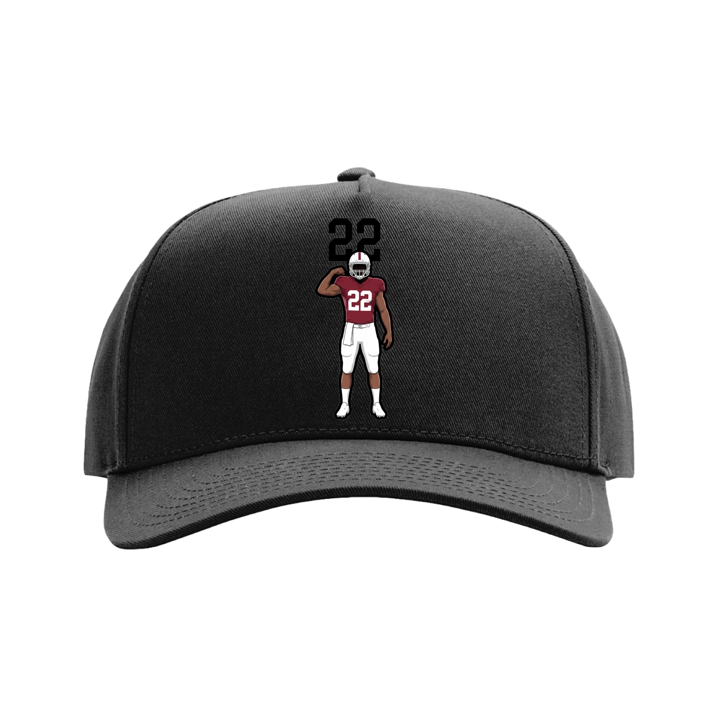 Full Fabric Five-Panel Champ Cap — Number Top in Black