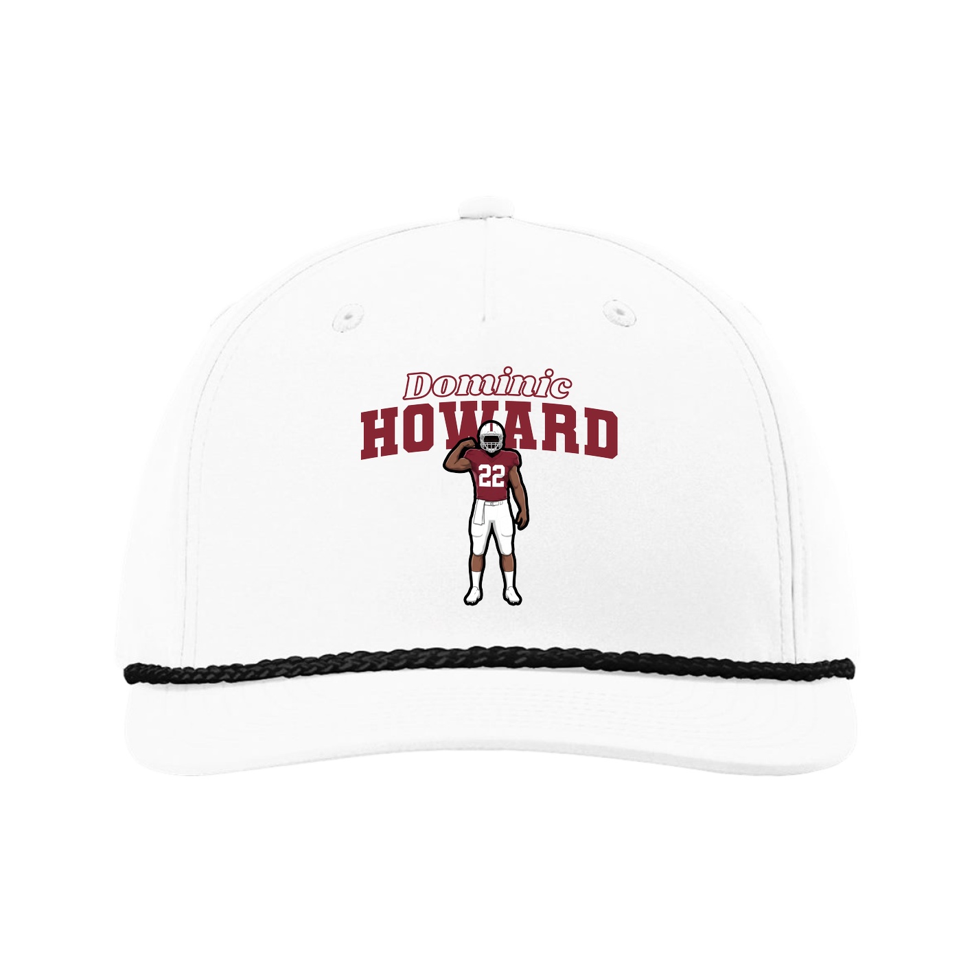 Five-Panel Classic Rope Cap — Name Arch in White