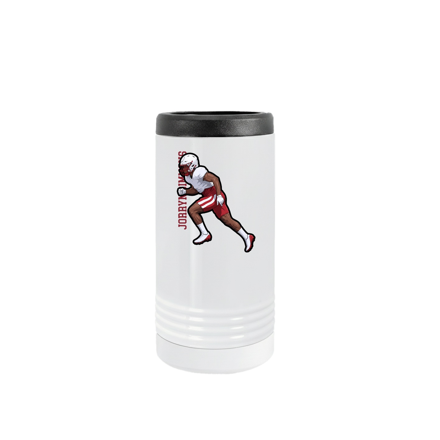 Slim Beverage Holder — Name Vertical in White