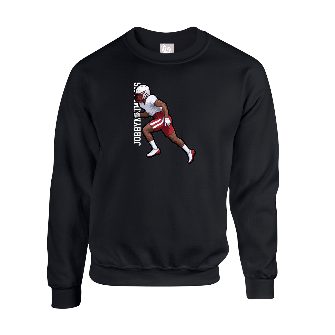 Fleece Crew — Name Vertical in Black