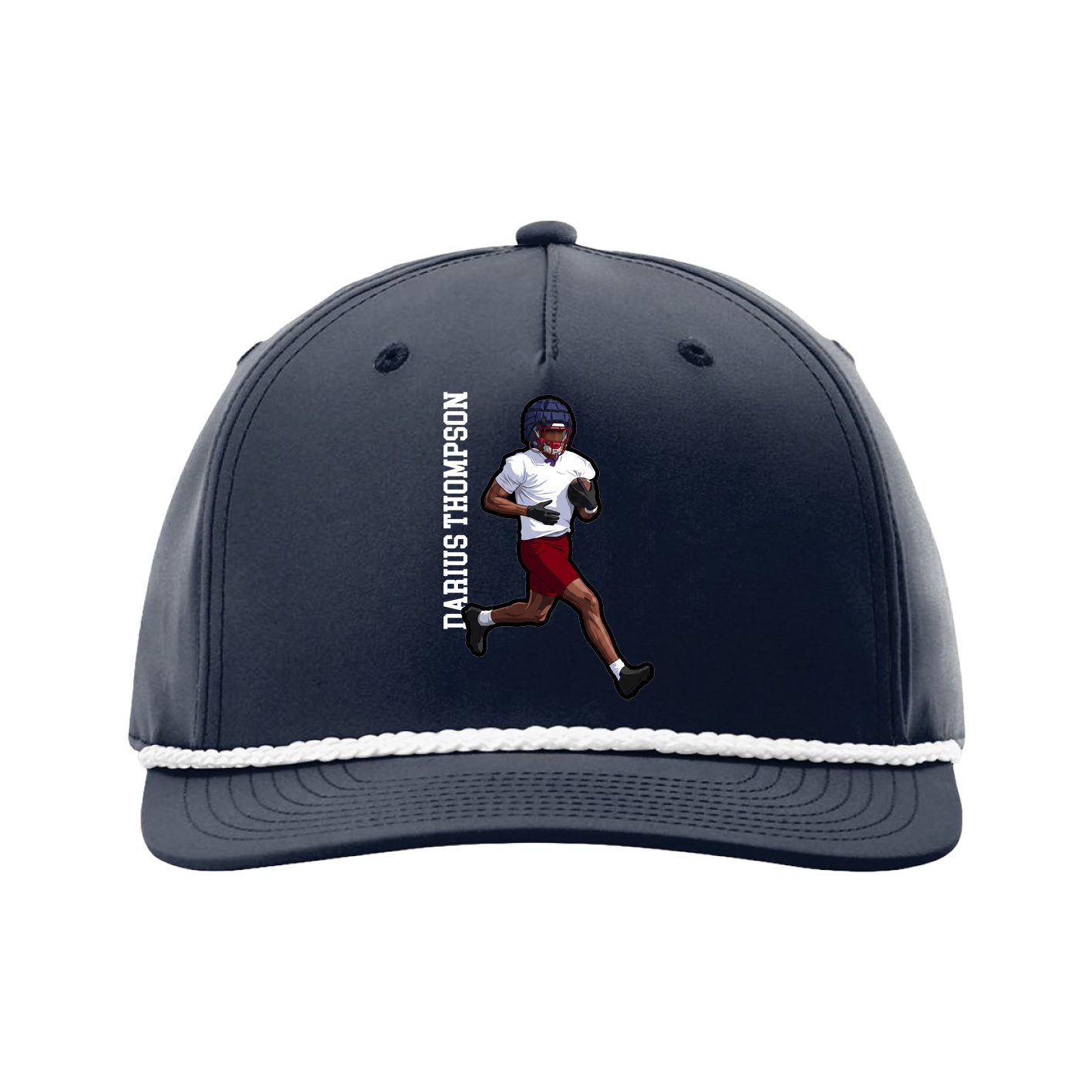Five-Panel Classic Rope Cap — Name Vertical in Navy