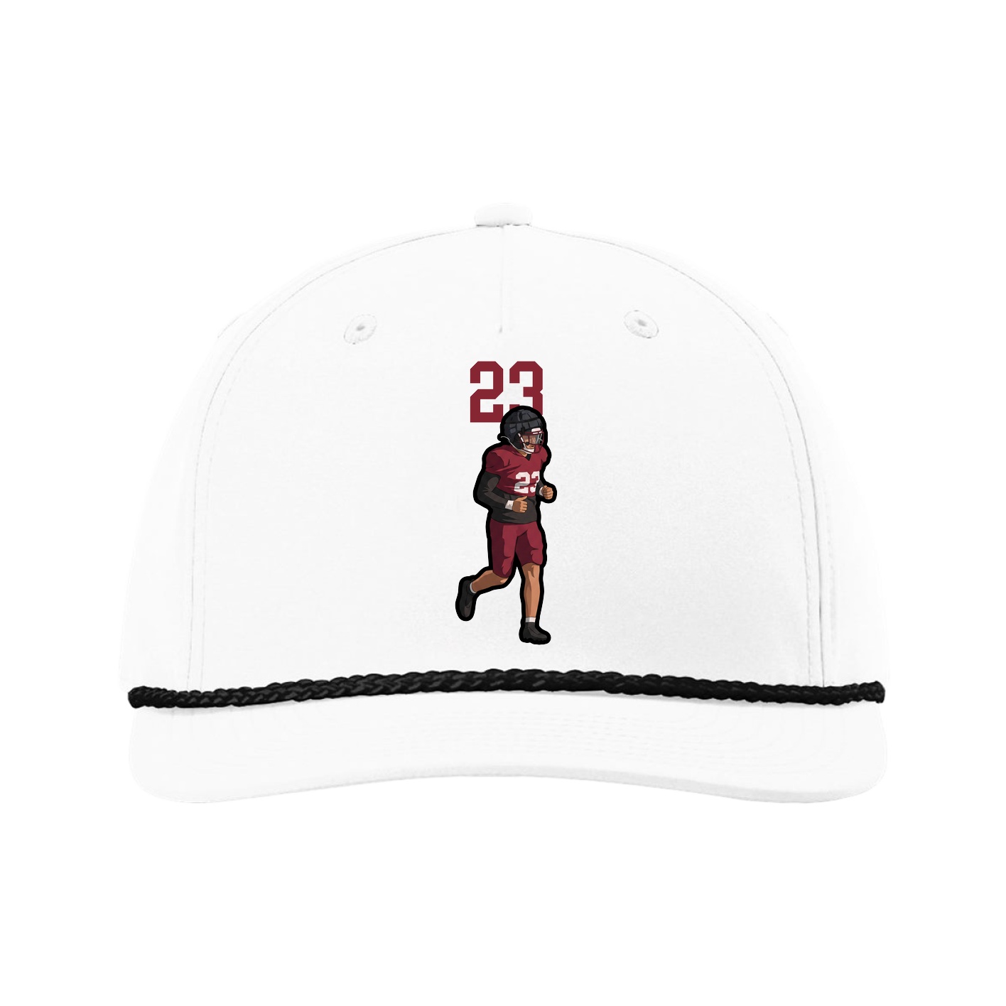 Five-Panel Classic Rope Cap — Number Top in White