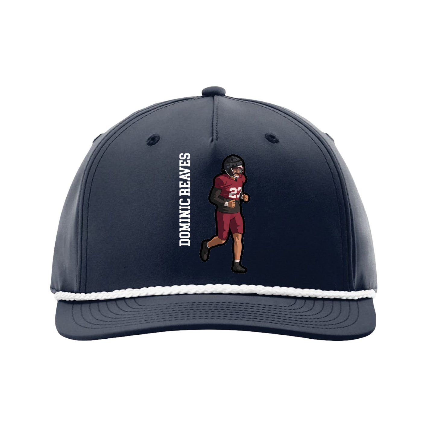 Five-Panel Classic Rope Cap — Name Vertical in Navy