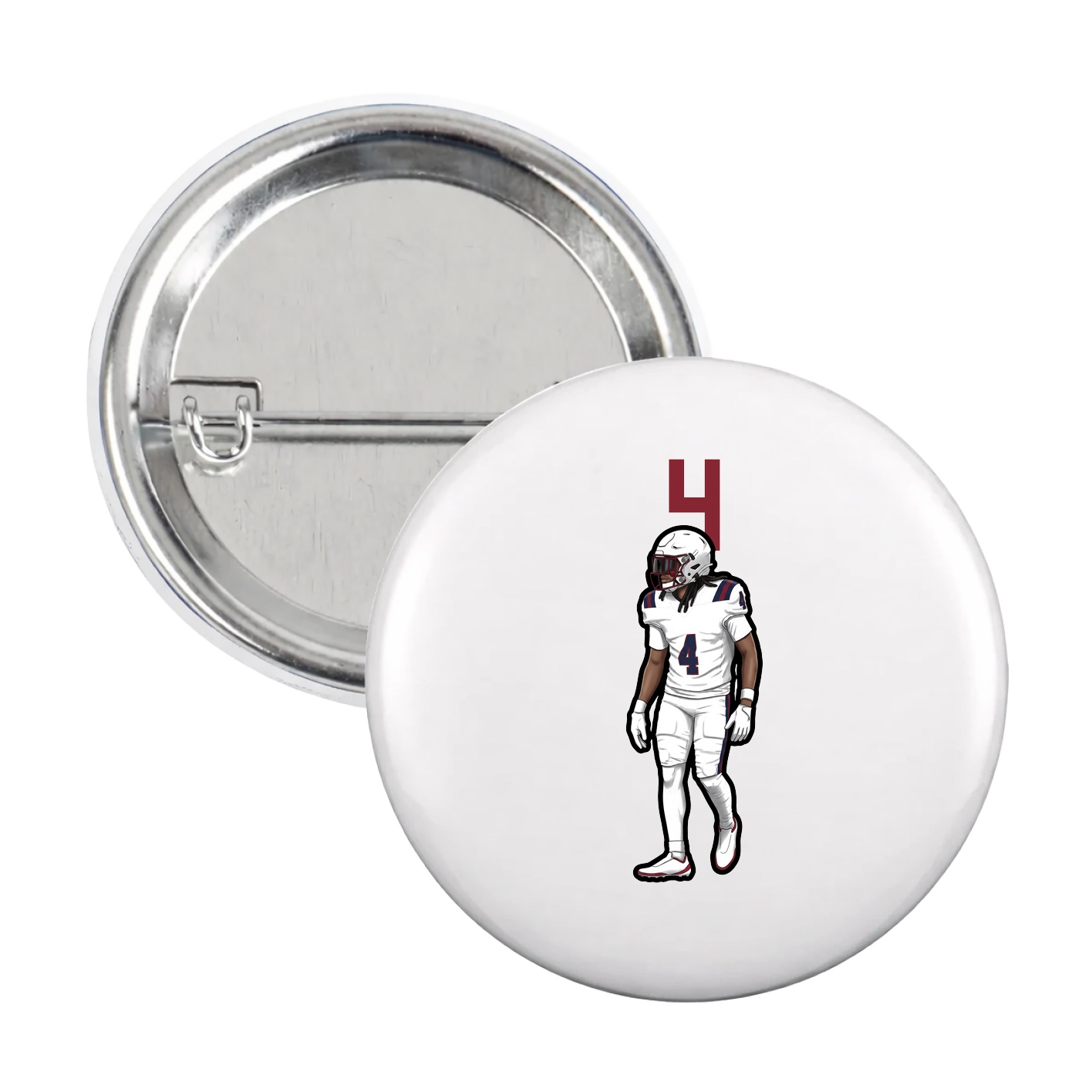 Game Day Button — Number Top in White