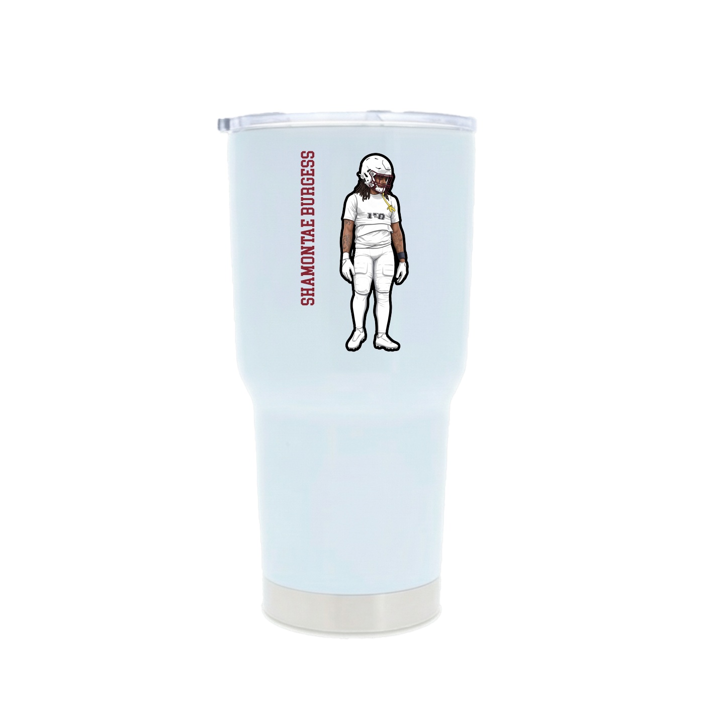 30oz Stainless Steel Tumbler — Name Vertical in White