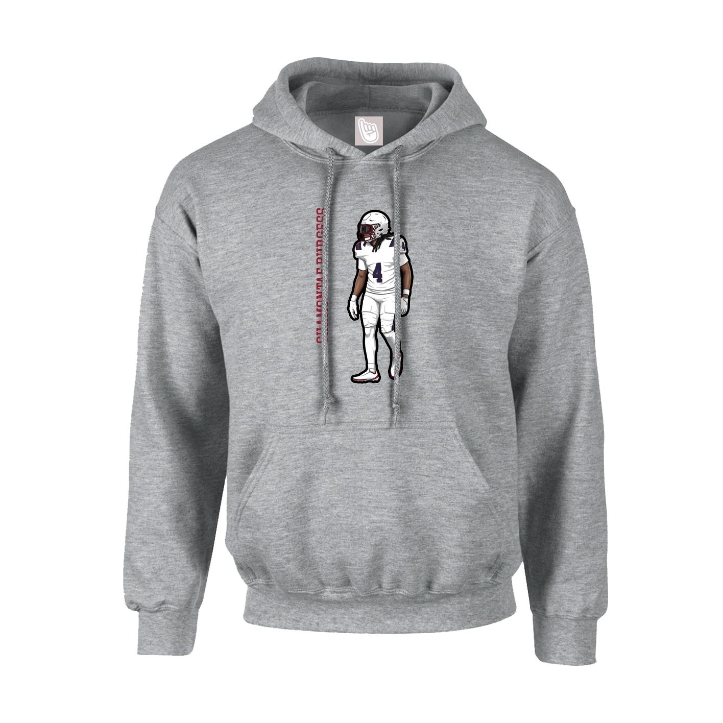 Hoodie — Name Vertical in Grey
