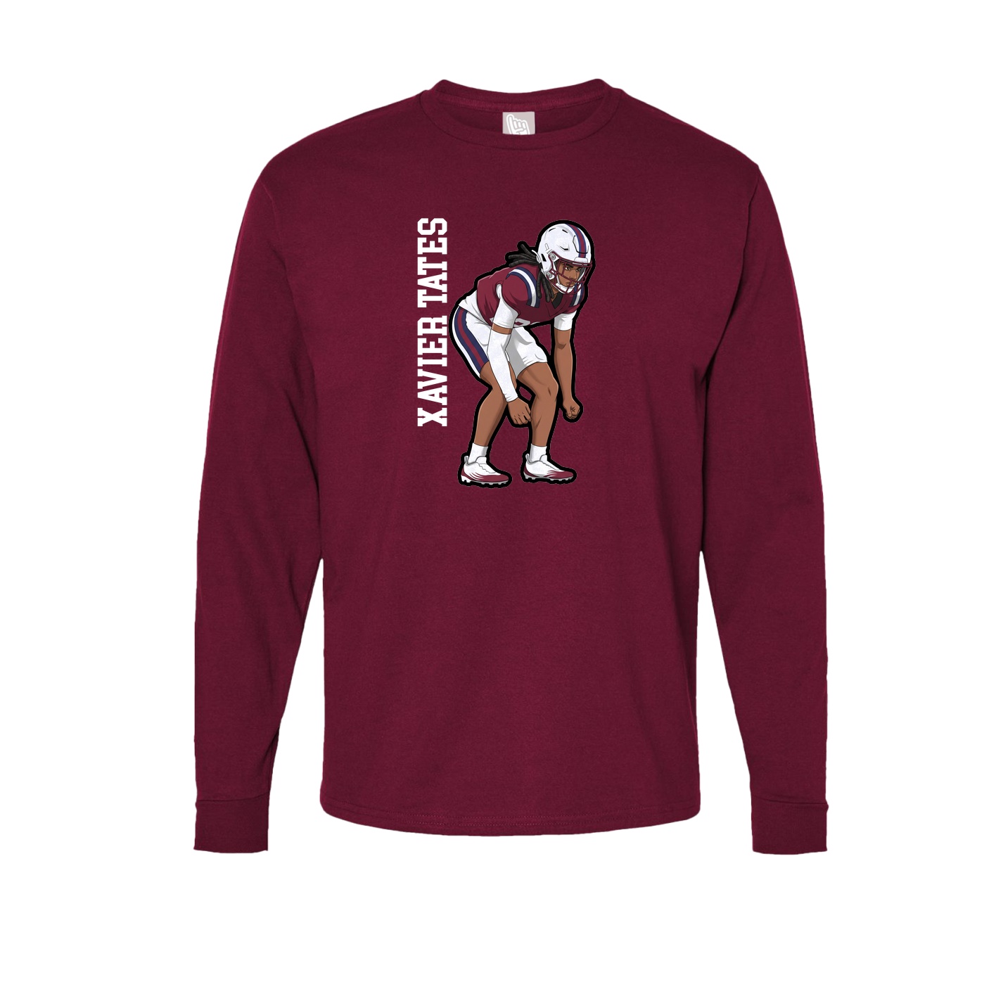 Long Sleeve Tee — Name Vertical in Cardinal