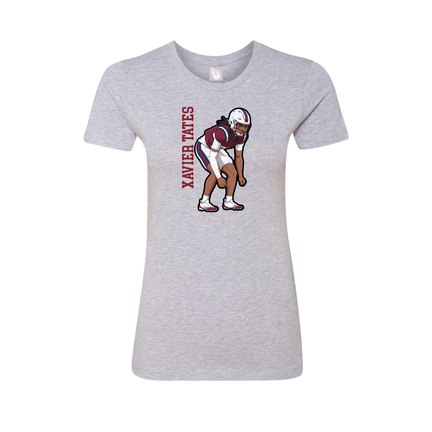 Fitted Women's Tee — Name Vertical in Grey