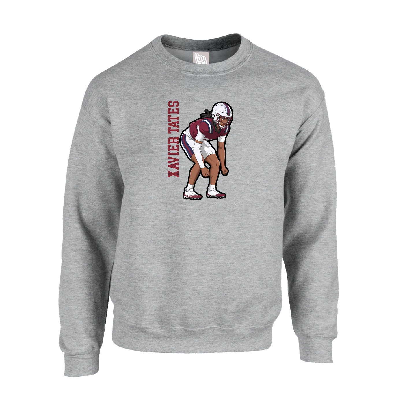 Fleece Crew — Name Vertical in Grey