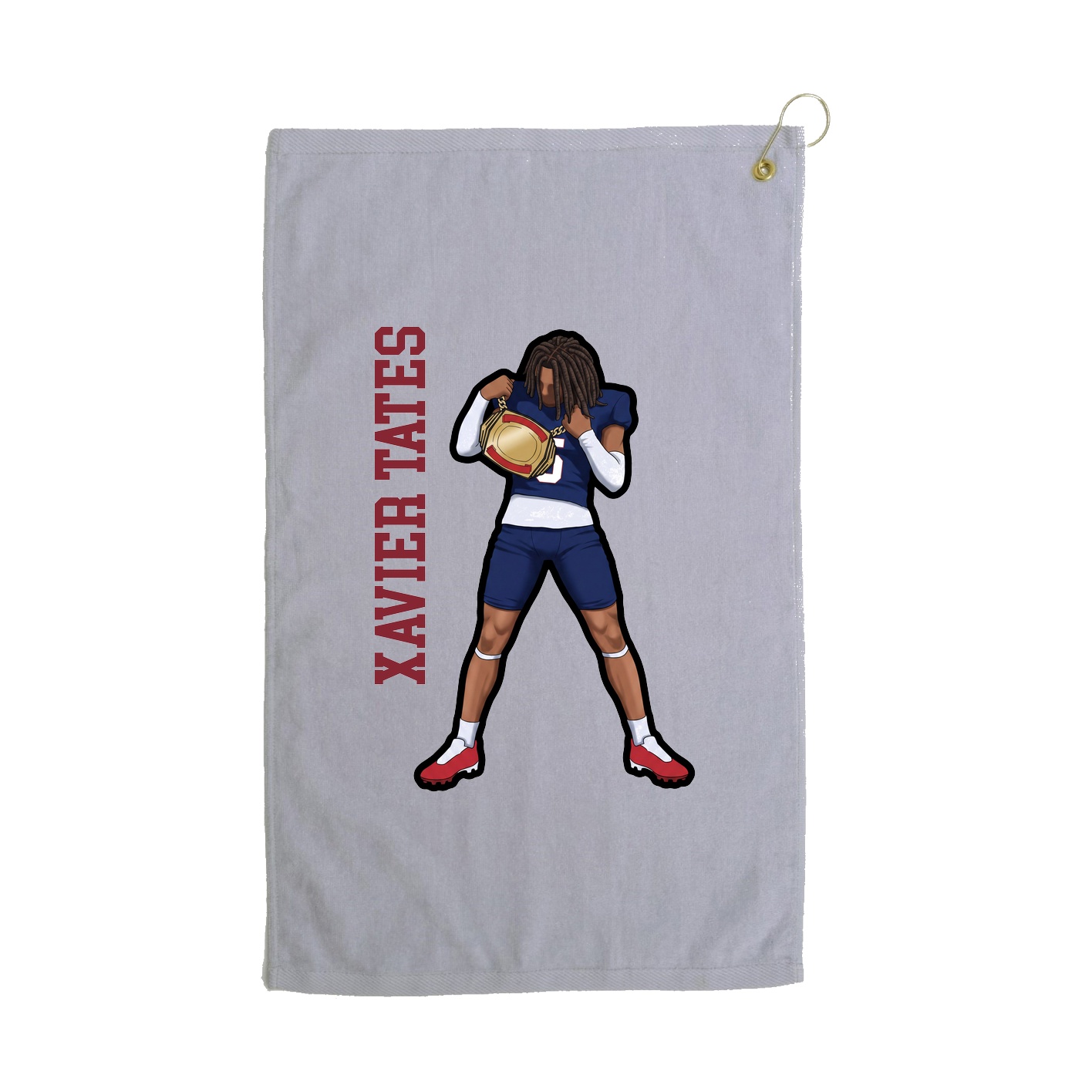 Golf Towel — Name Vertical in Grey