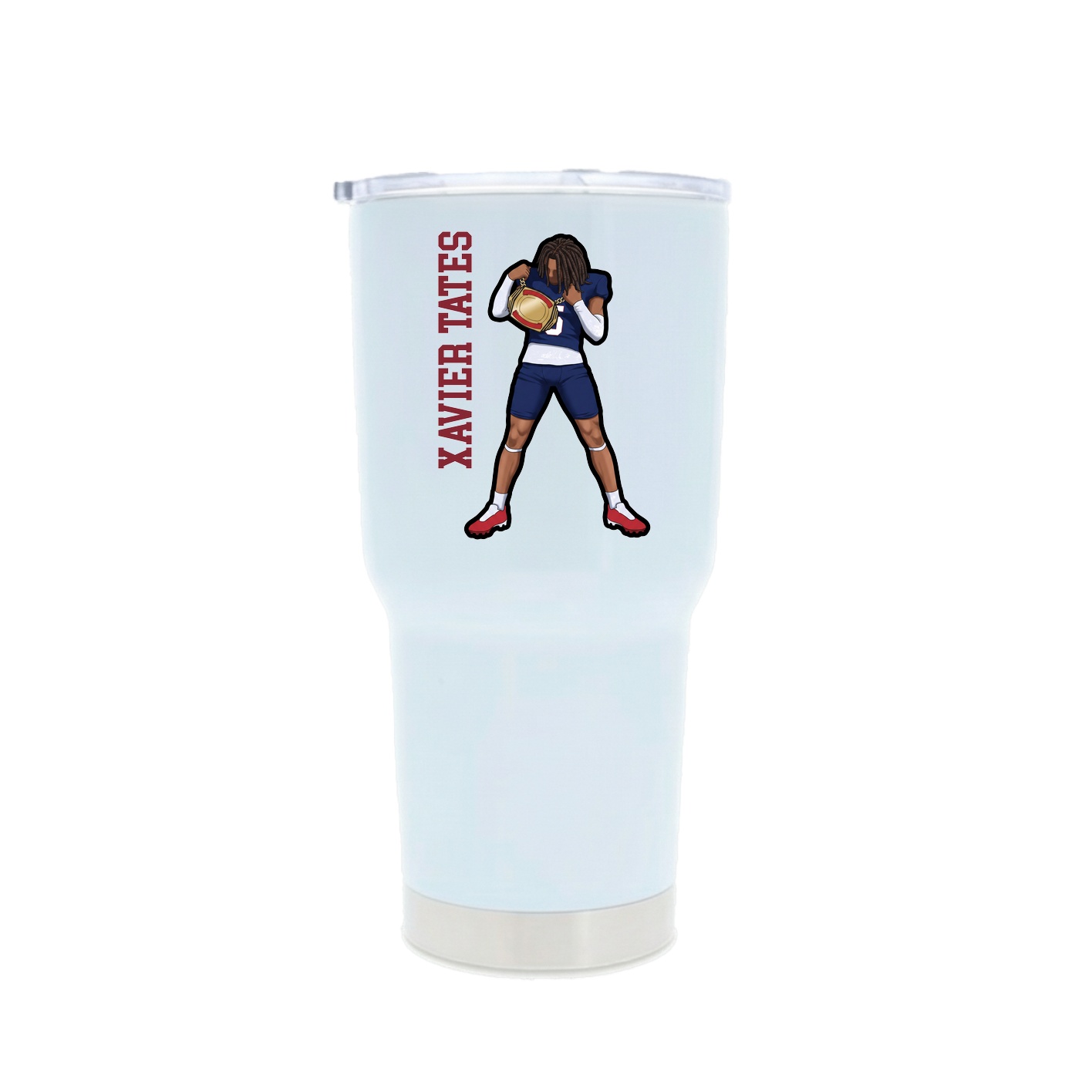 30oz Stainless Steel Tumbler — Name Vertical in White