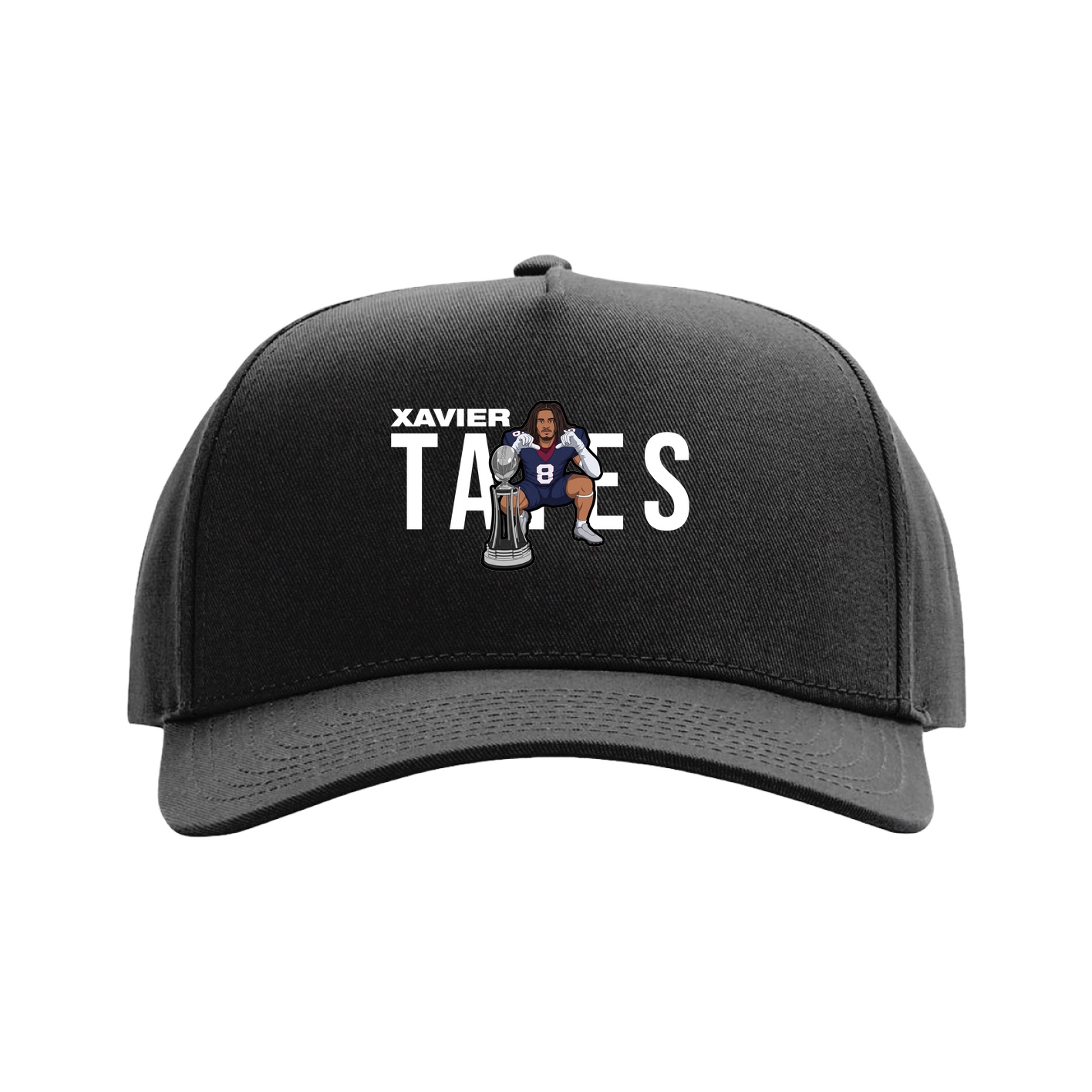 Full Fabric Five-Panel Champ Cap — Player Name in Black