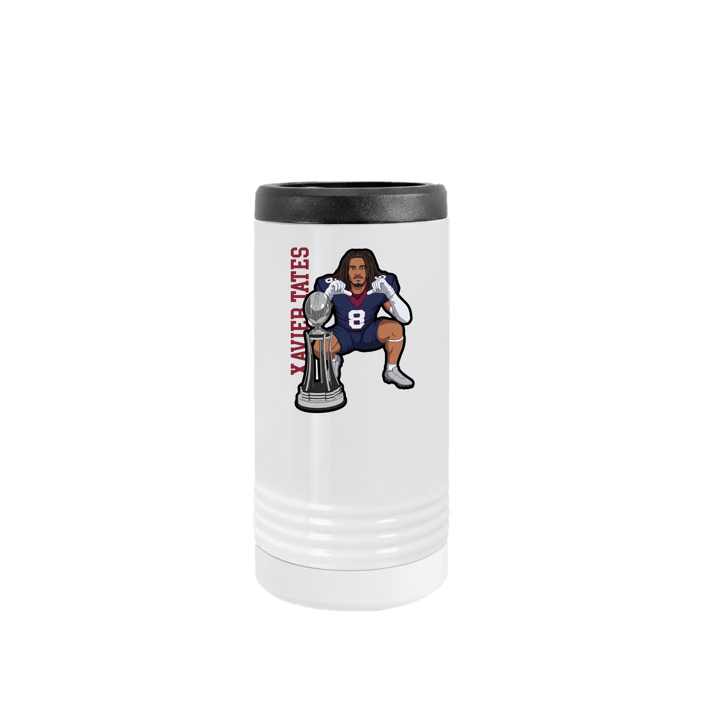 Slim Beverage Holder — Name Vertical in White