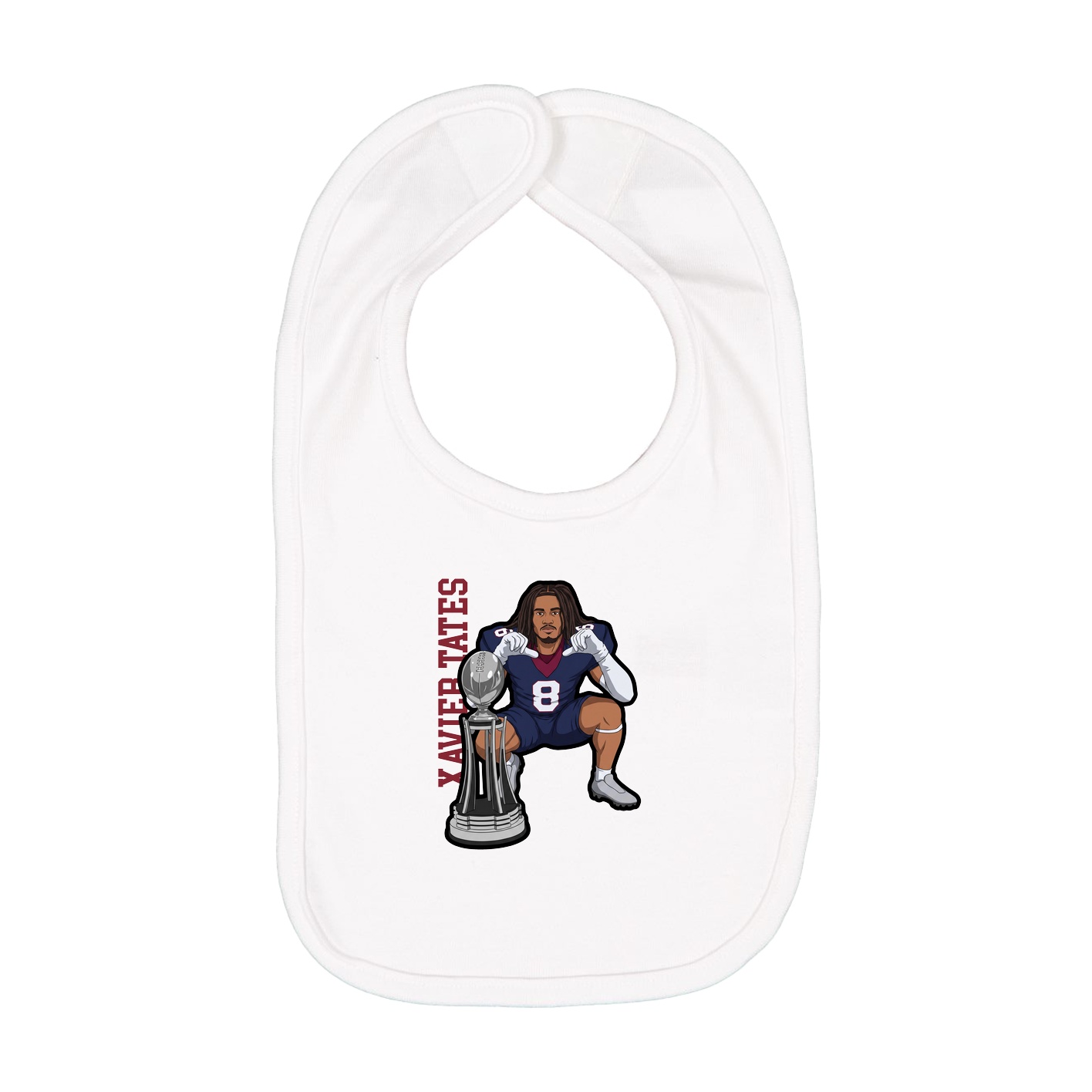 Infant Bib — Name Vertical in White