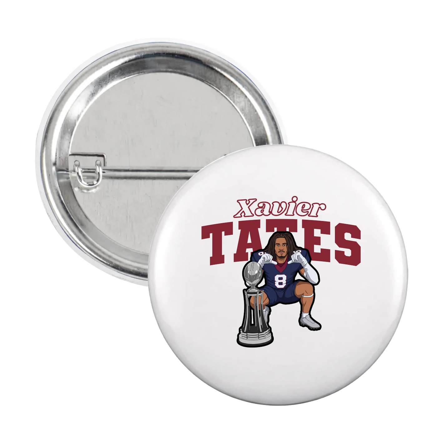 Game Day Button — Name Arch in White