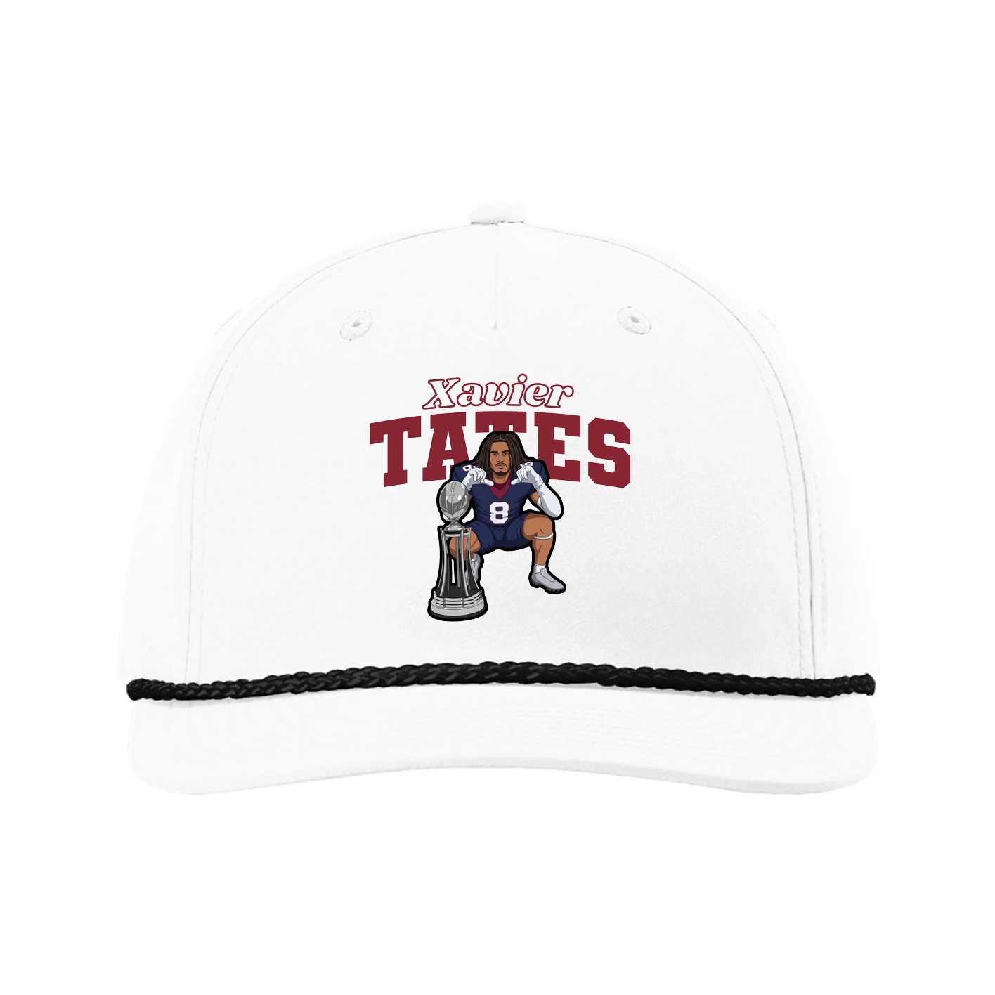 Five-Panel Classic Rope Cap — Name Arch in White