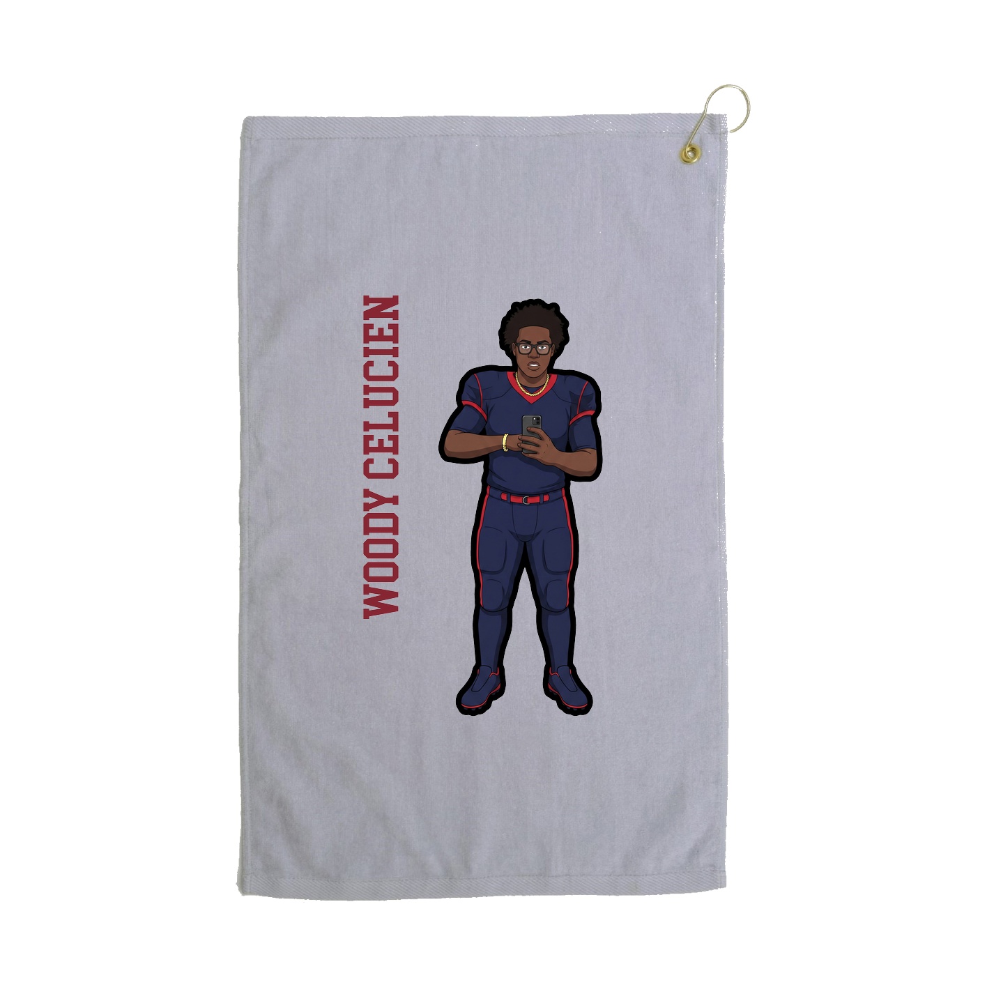 Golf Towel — Name Vertical in Grey