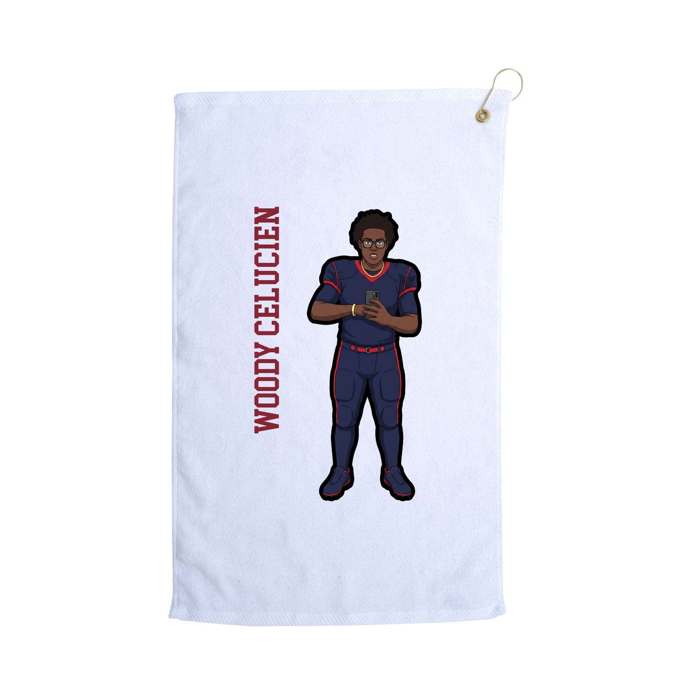 Golf Towel — Name Vertical in White