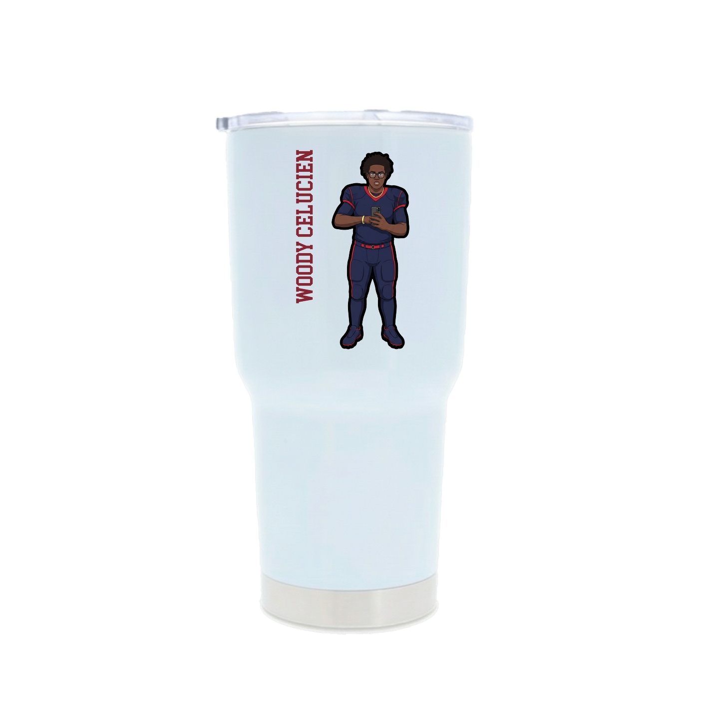 30oz Stainless Steel Tumbler — Name Vertical in White