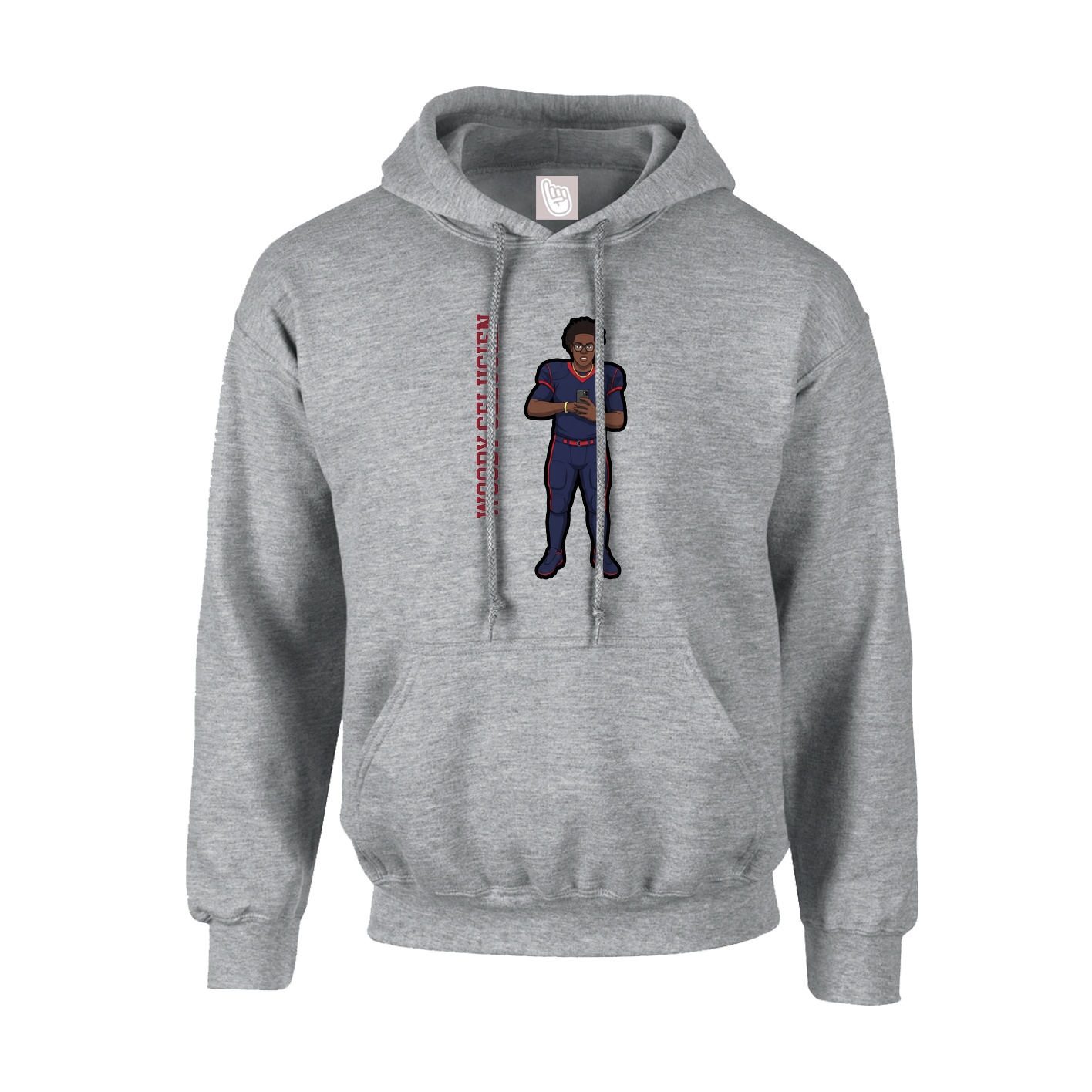 Hoodie — Name Vertical in Grey