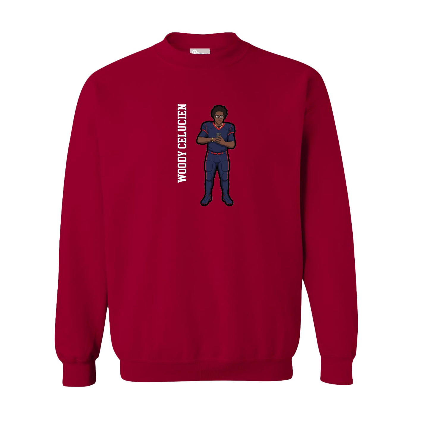 Fleece Crew — Name Vertical in Cardinal