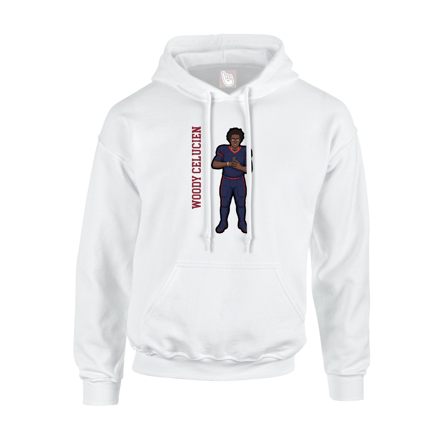 Youth Hoodie — Name Vertical in White