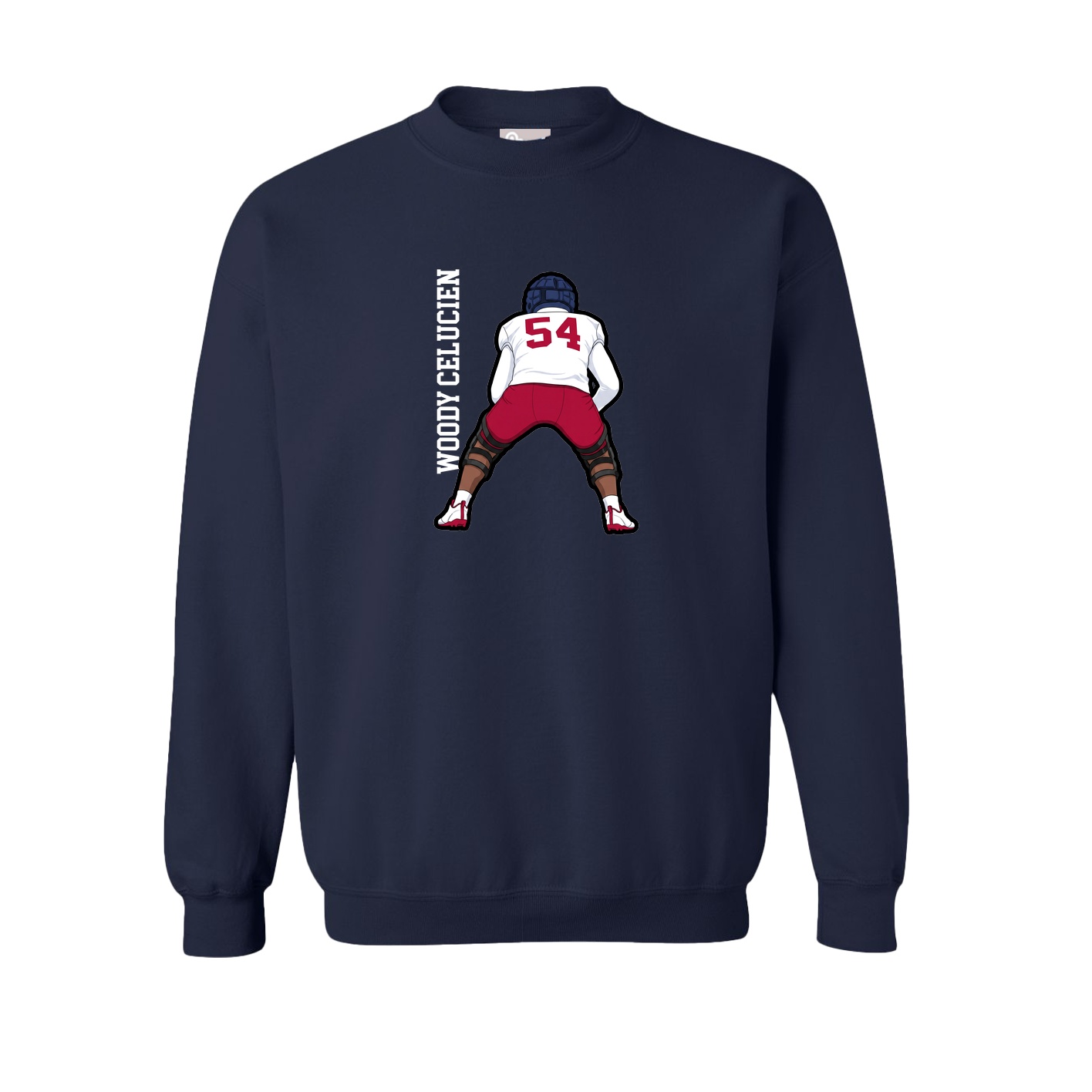Fleece Crew — Name Vertical in Navy