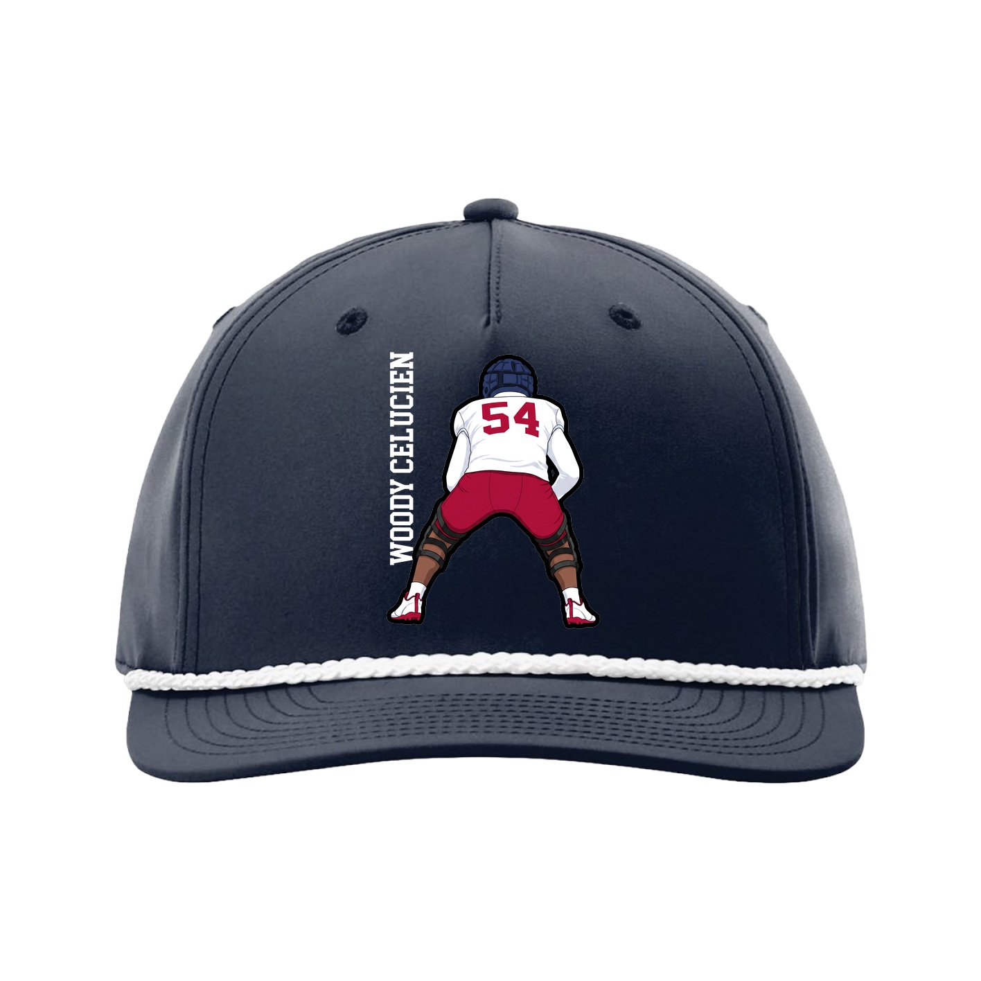 Five-Panel Classic Rope Cap — Name Vertical in Navy