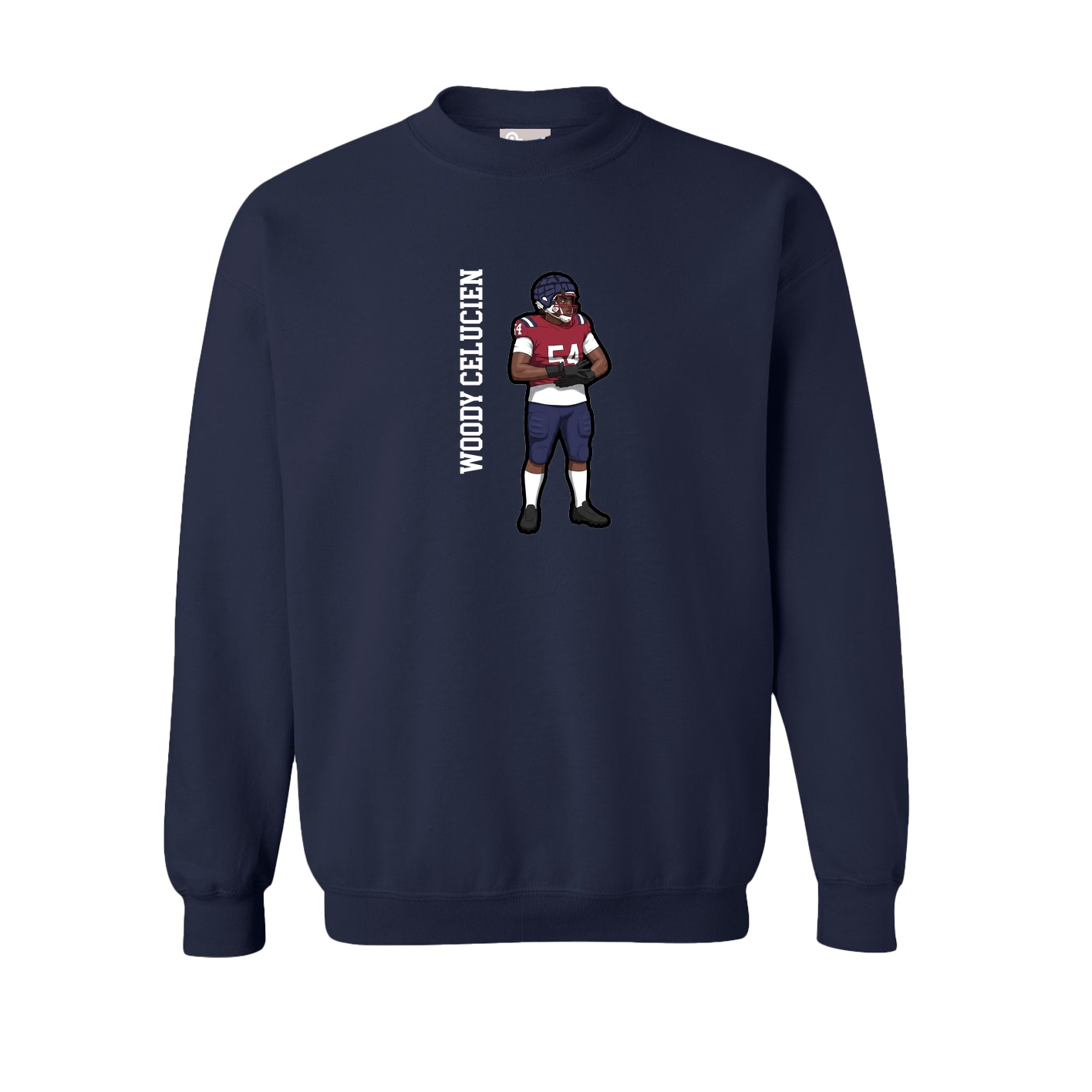 Fleece Crew — Name Vertical in Navy
